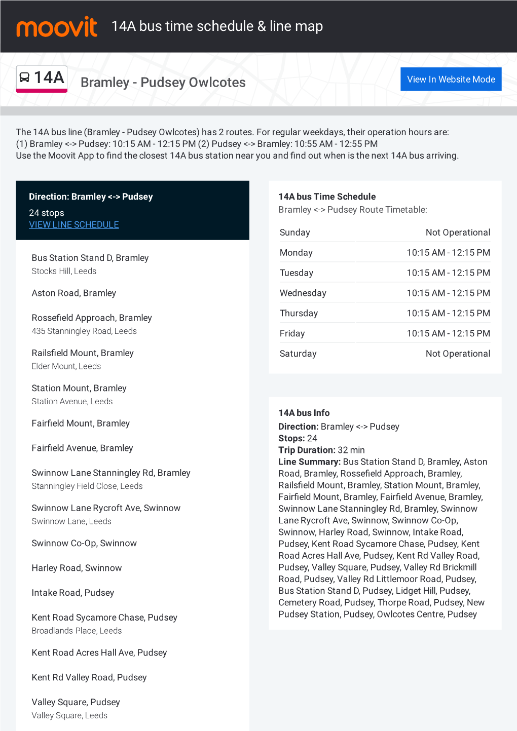 14A Bus Time Schedule & Line Route