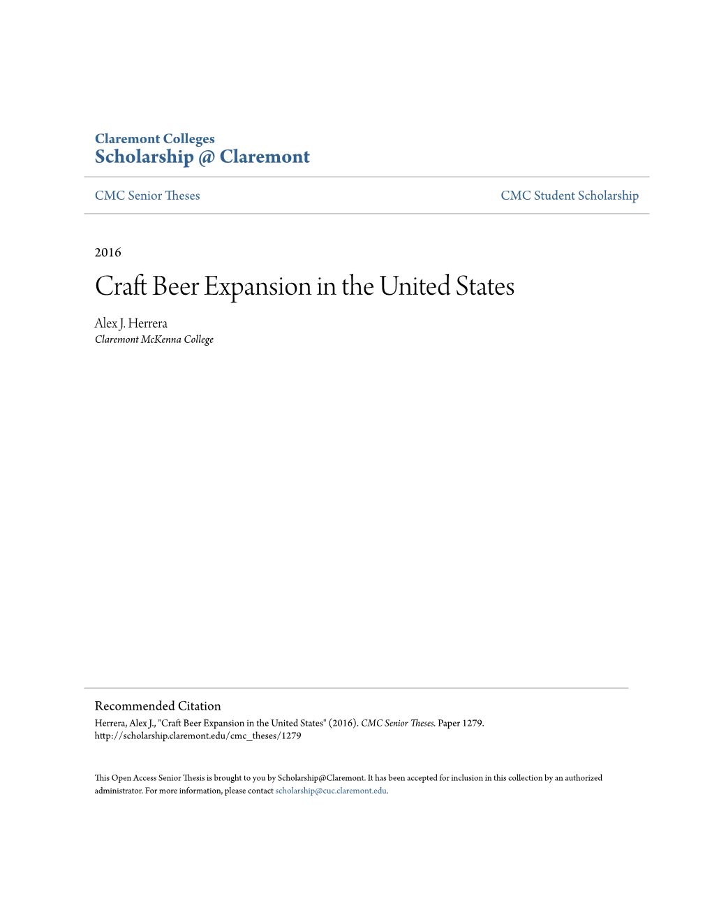 Craft Beer Expansion in the United States Alex J