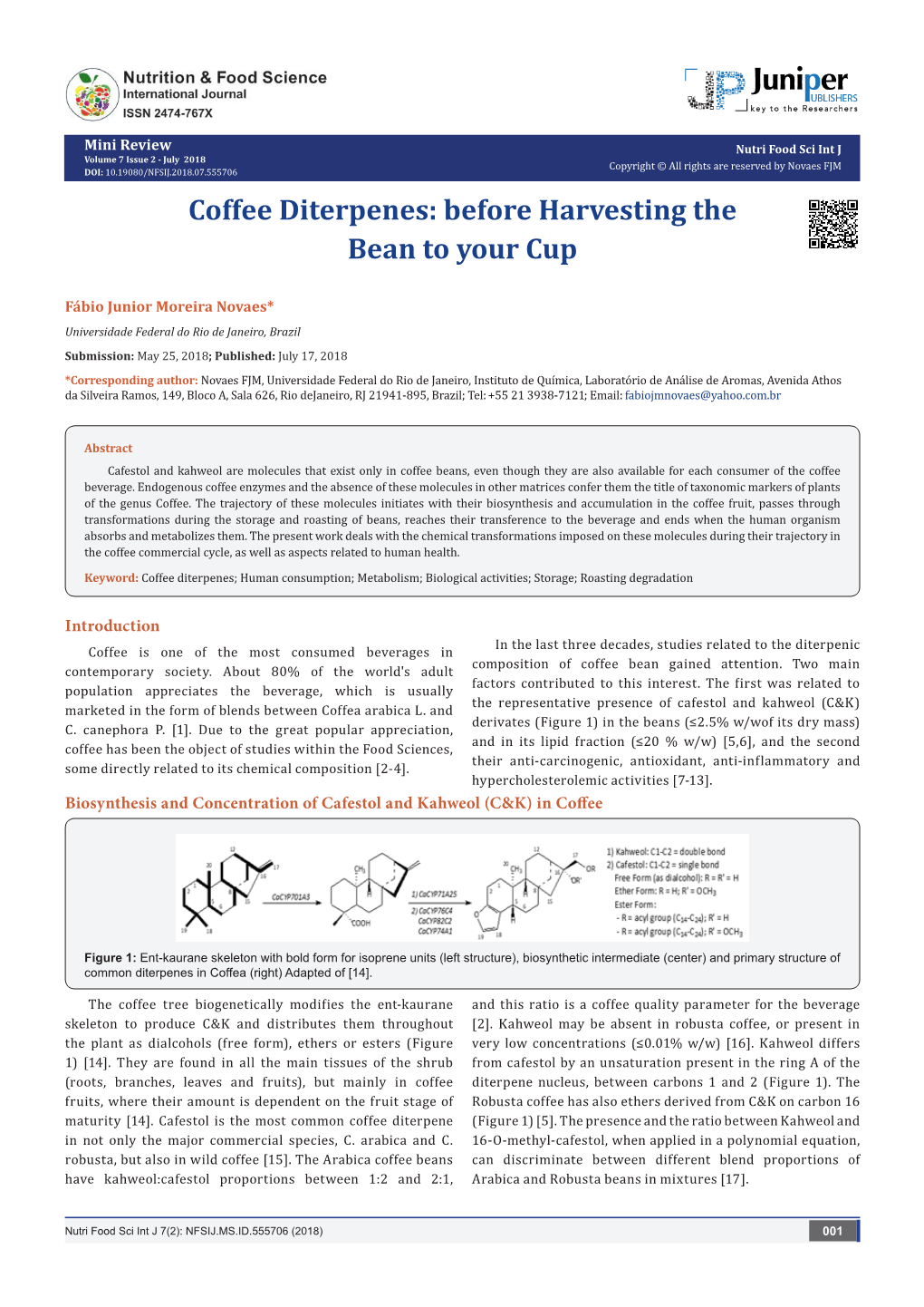 Coffee Diterpenes: Before Harvesting the Bean to Your Cup