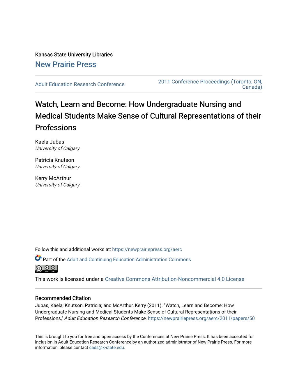 How Undergraduate Nursing and Medical Students Make Sense of Cultural Representations of Their Professions