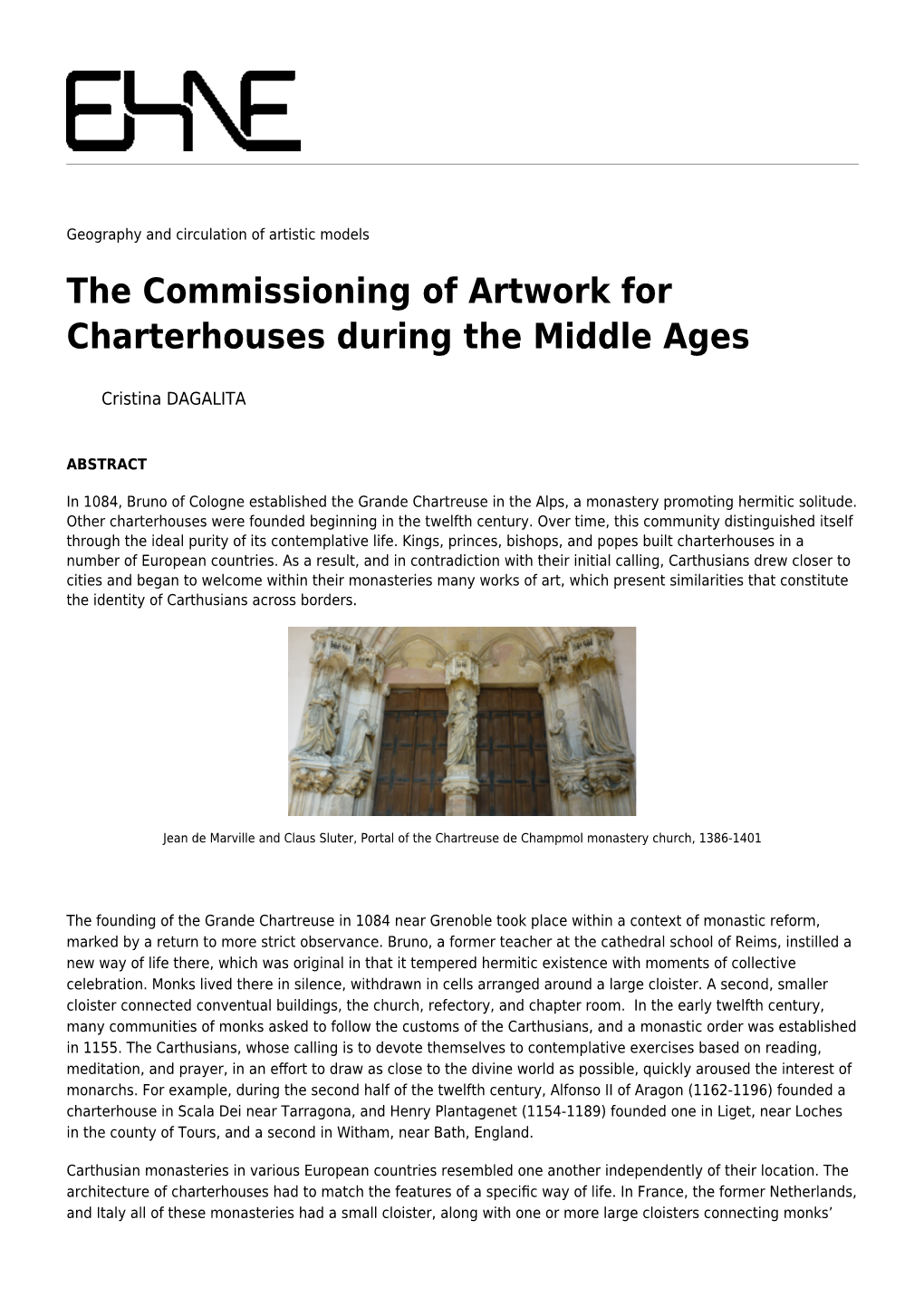 The Commissioning of Artwork for Charterhouses During the Middle Ages