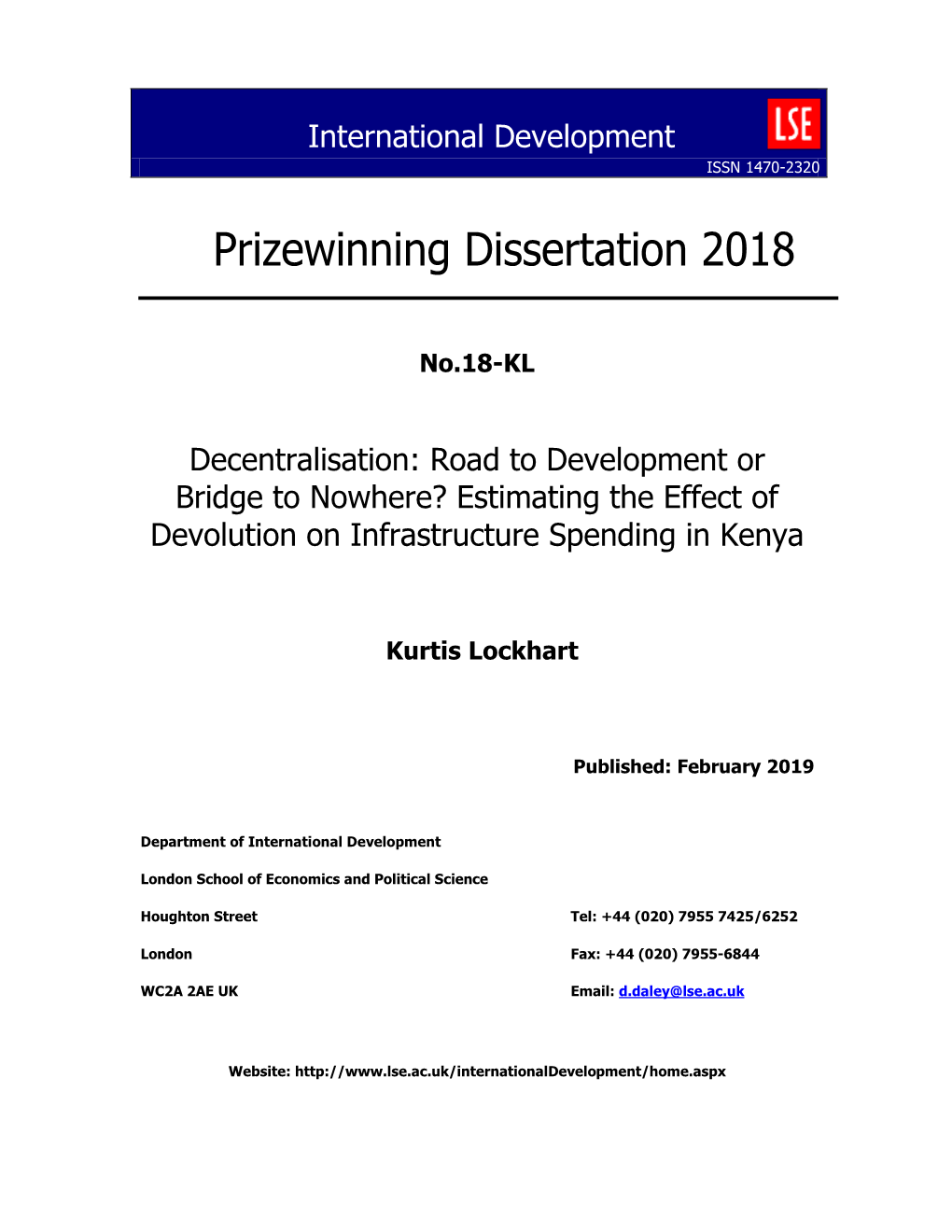 Prizewinning Dissertation 2018