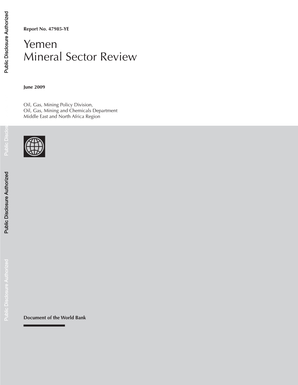 Yemen Mineral Sector Review