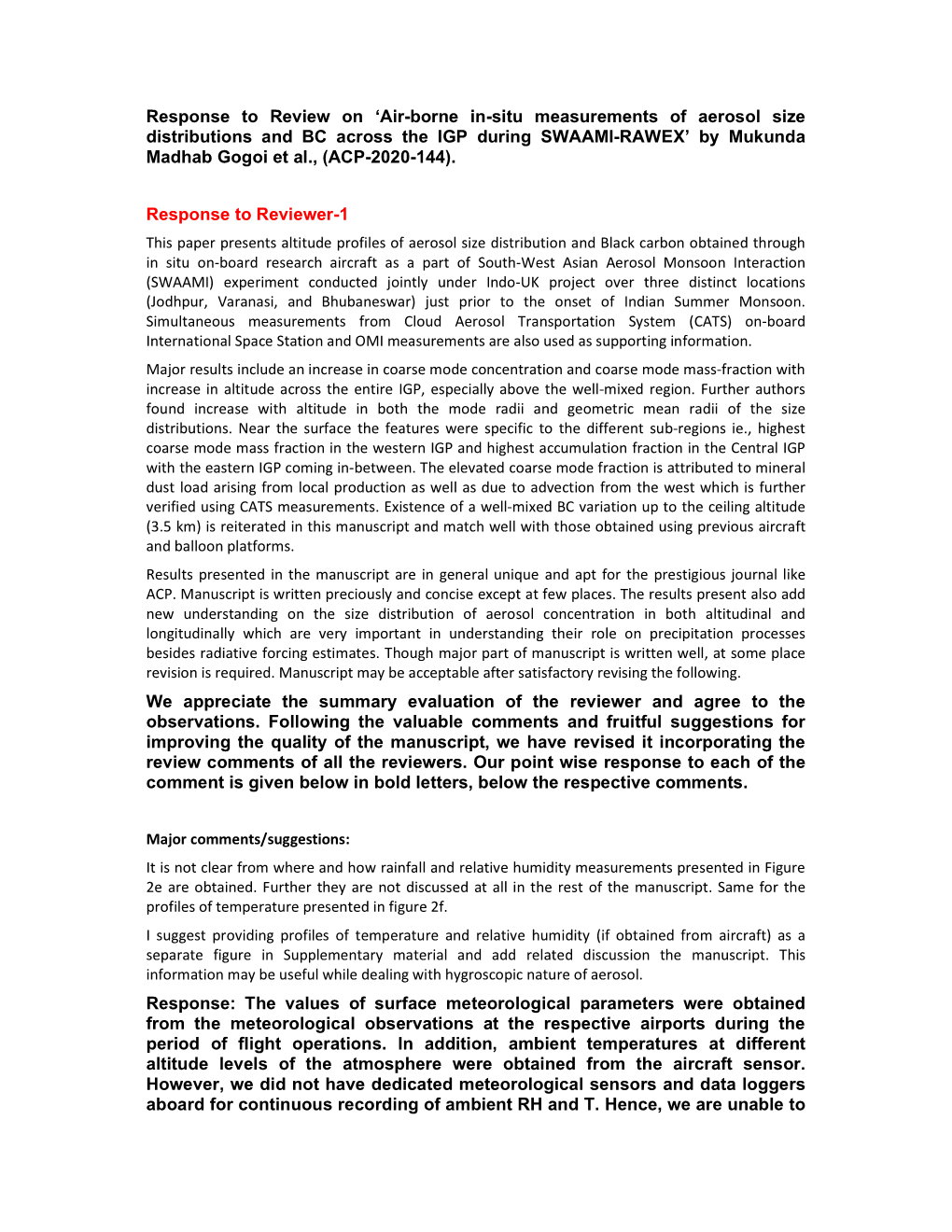 Air-Borne In-Situ Measurements of Aerosol Size Distributions and BC Across the IGP During SWAAMI-RAWEX’ by Mukunda Madhab Gogoi Et Al., (ACP-2020-144)