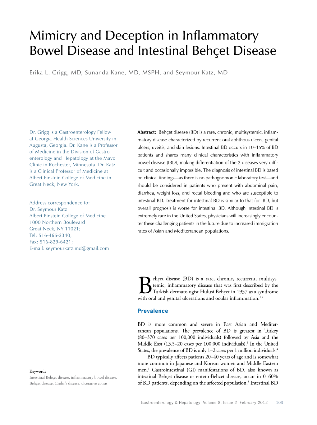 Mimicry and Deception in Inflammatory Bowel Disease and Intestinal Behçet Disease