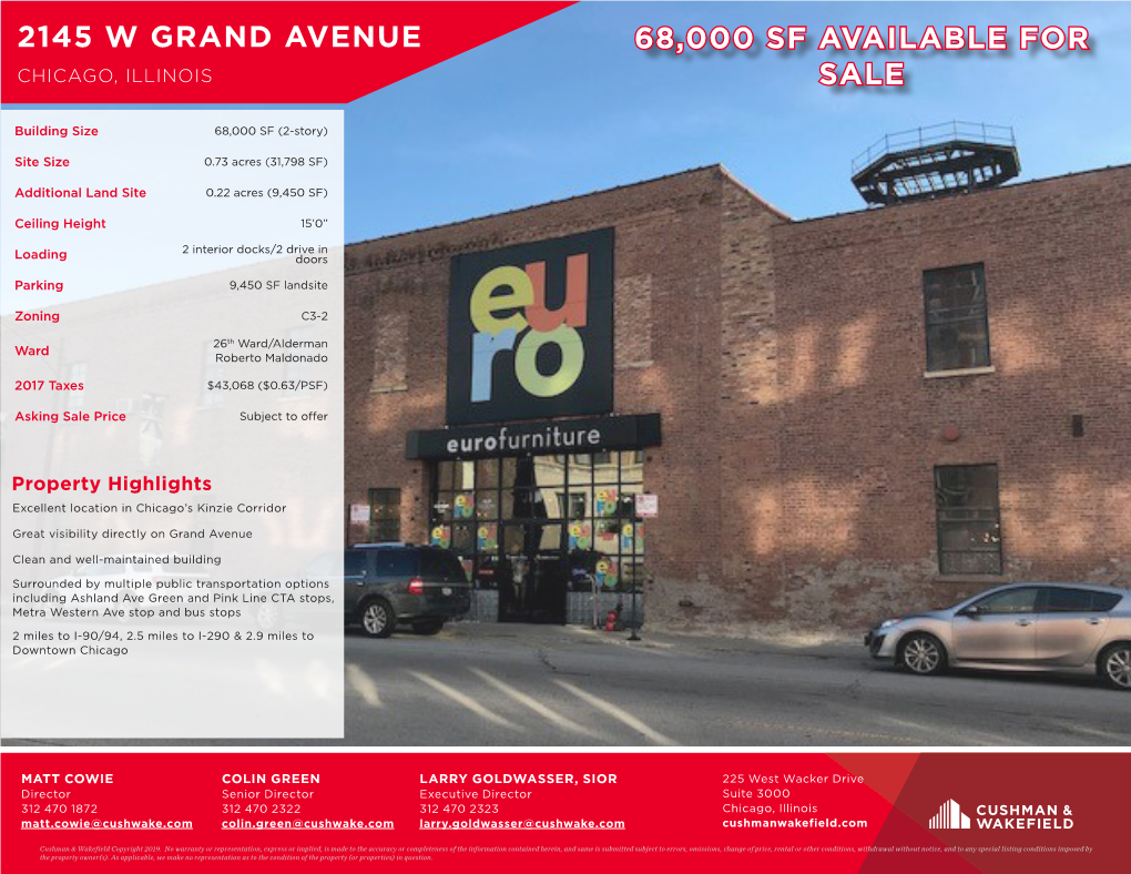 2145 W Grand Avenue 68,000 Sf Available for Chicago, Illinois Sale