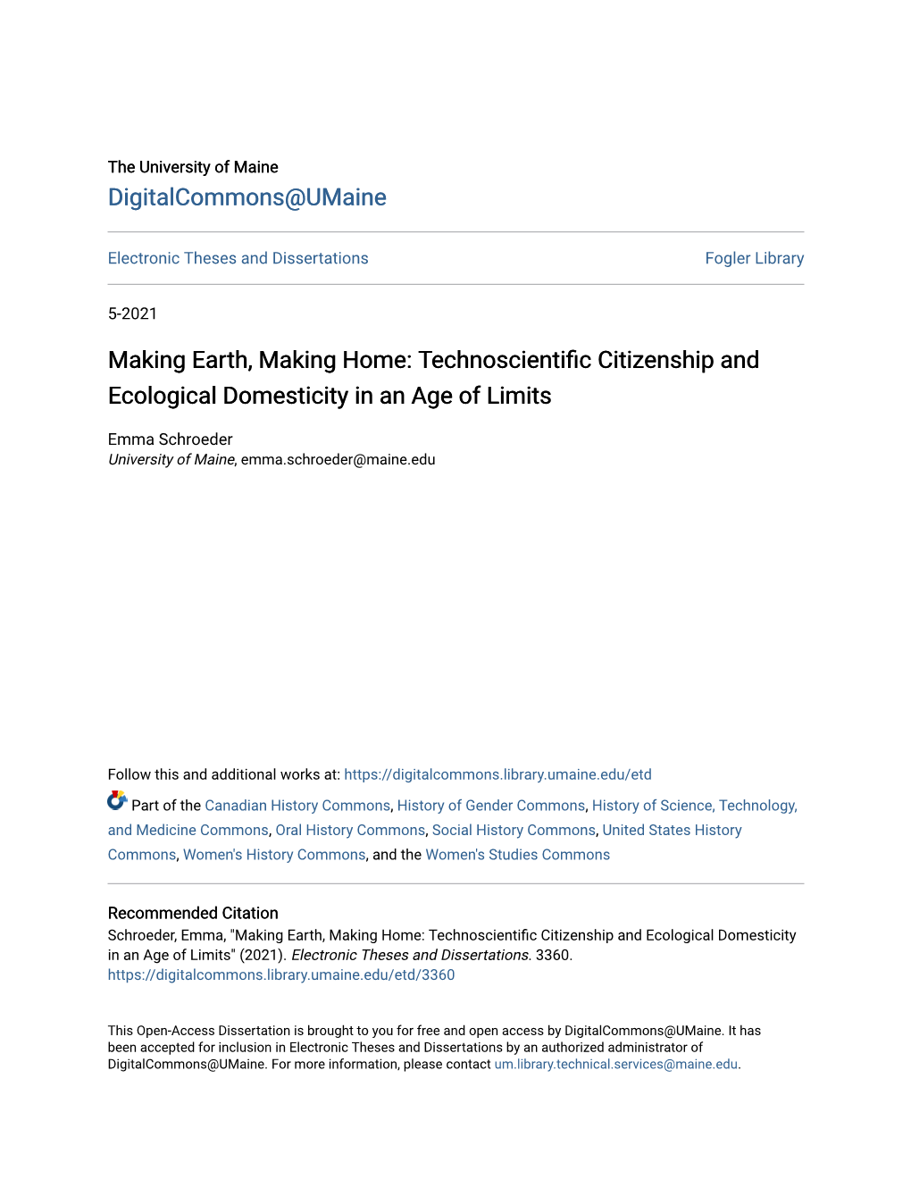 Technoscientific Citizenship and Ecological Domesticity in an Age of Limits