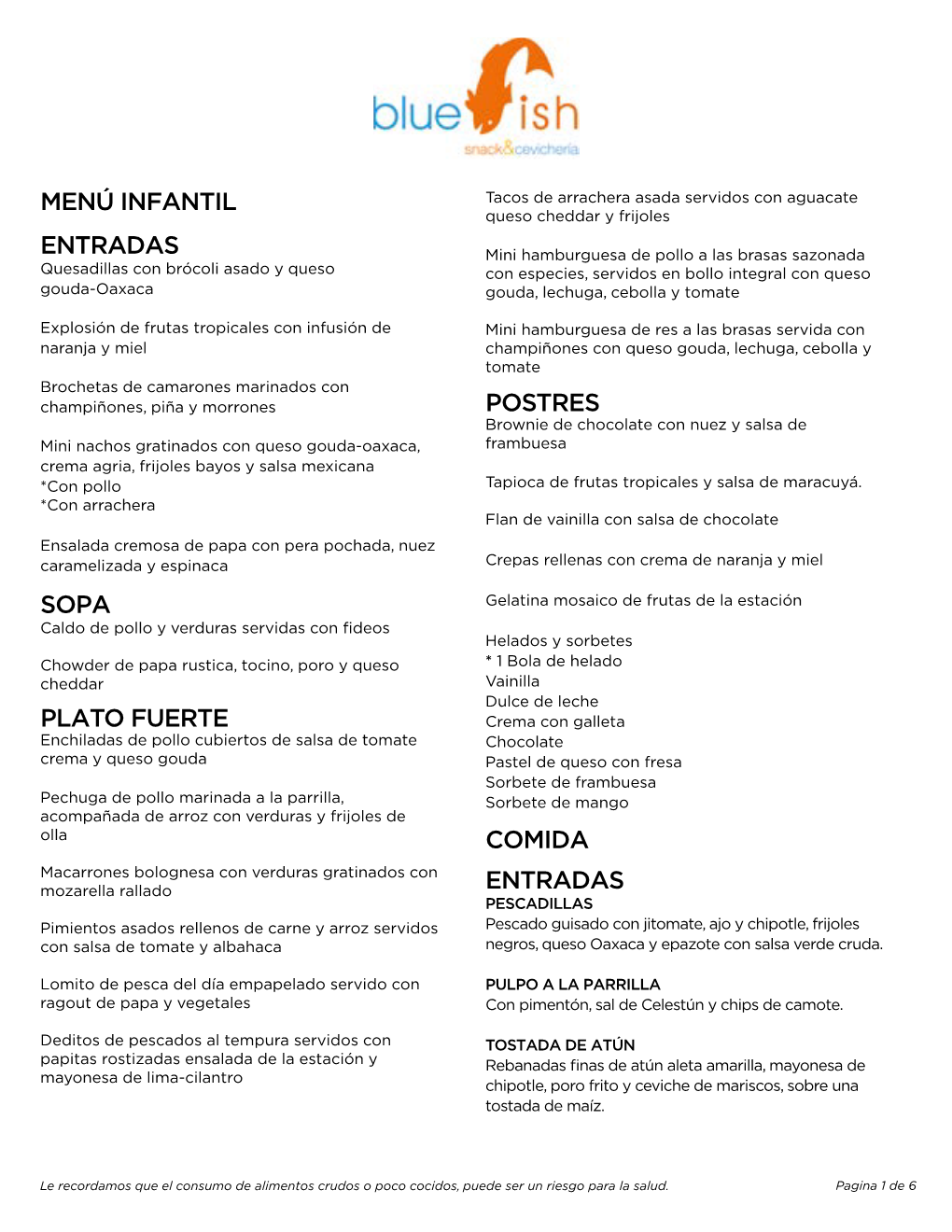 Menú Infantil Entradas Sopa Plato Fuerte Postres Comida Entradas