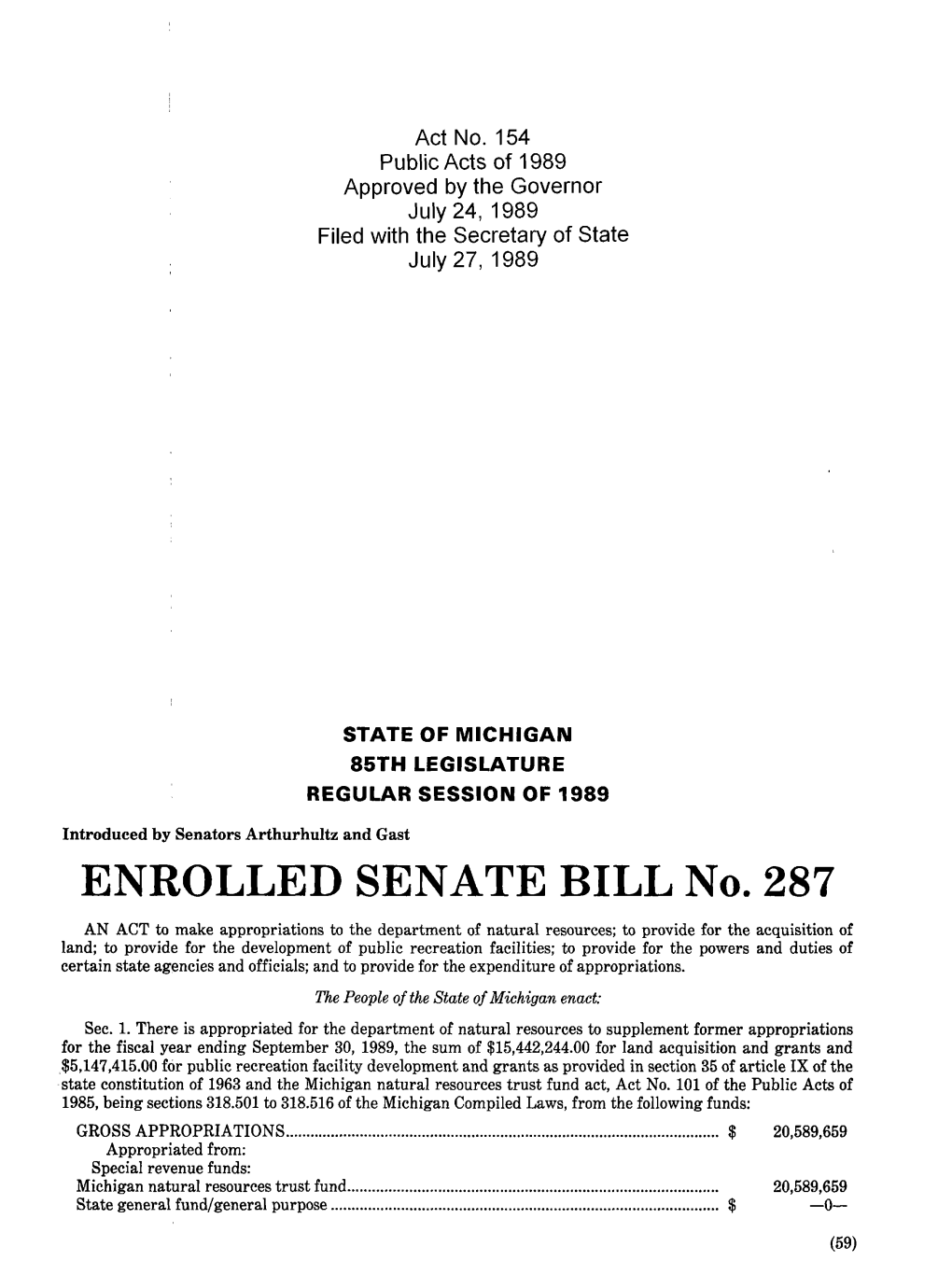 1989 Senate Enrolled Bill