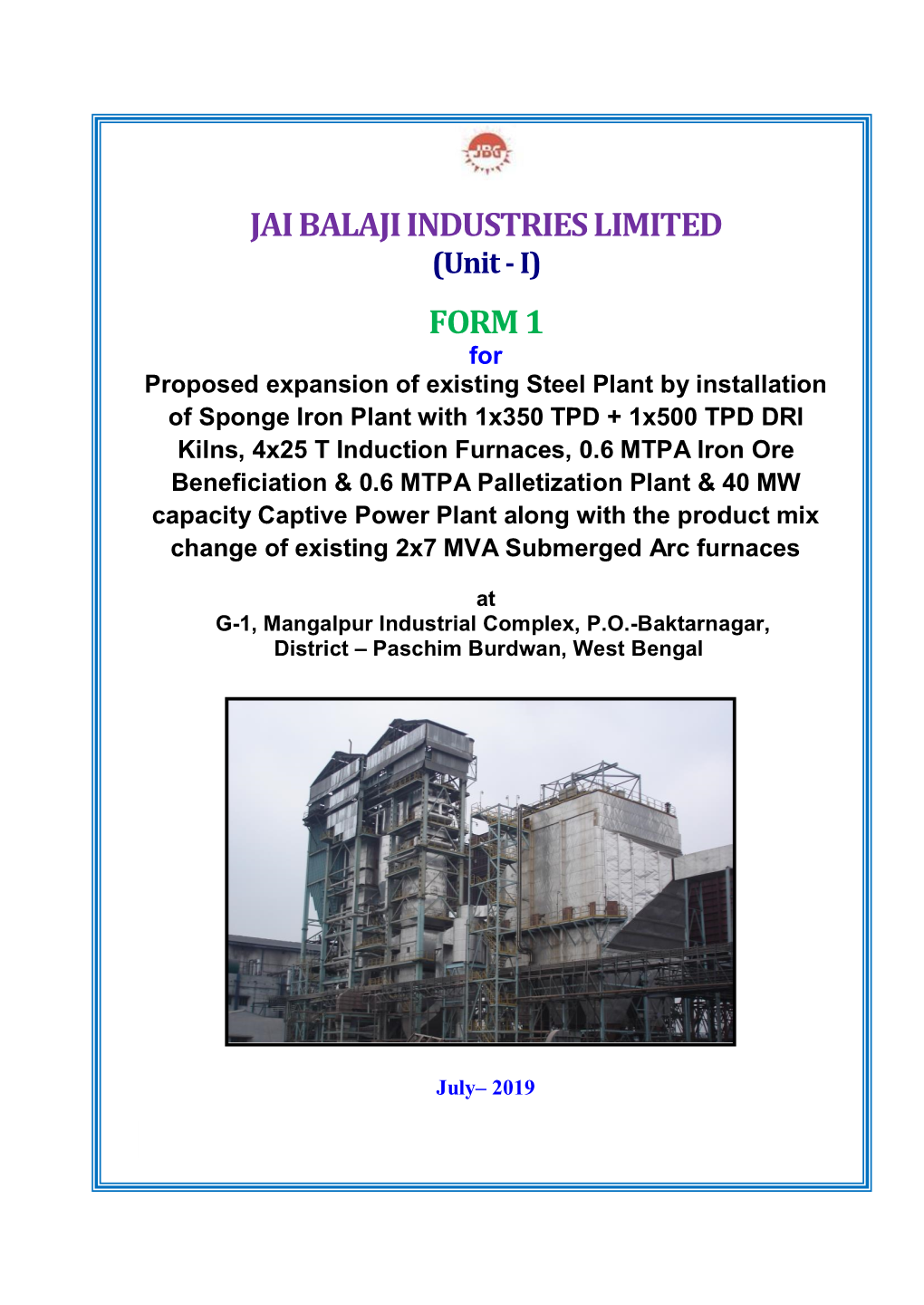 JAI BALAJI INDUSTRIES LIMITED (Unit - I)