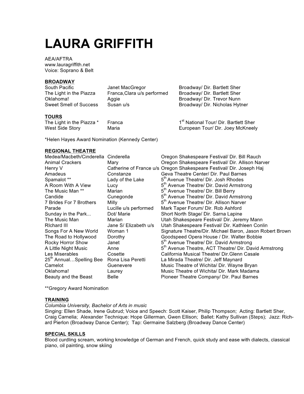 LAURA GRIFFITH Resume 92114