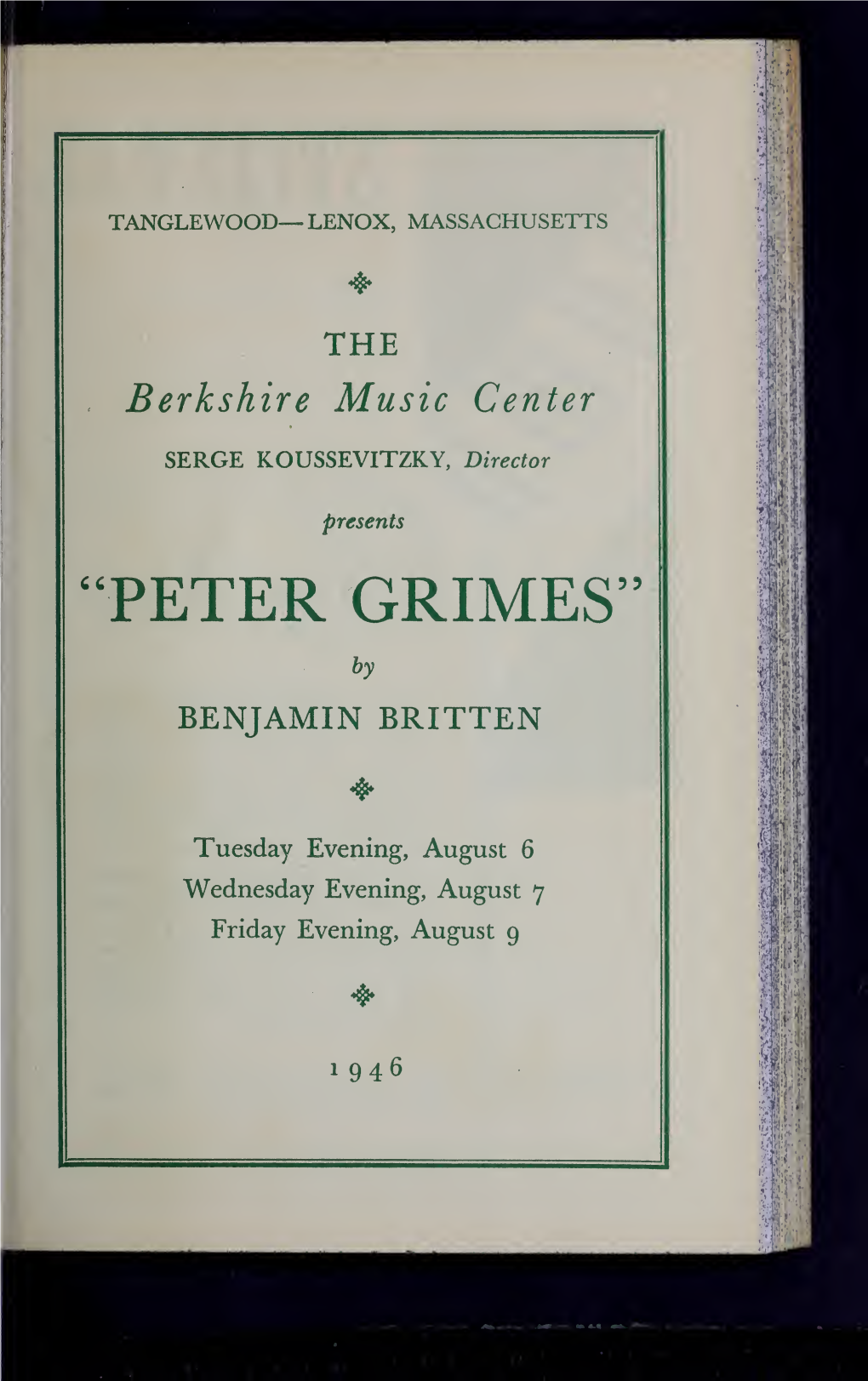 Boston Symphony Orchestra Concert Programs, Summer, 1946
