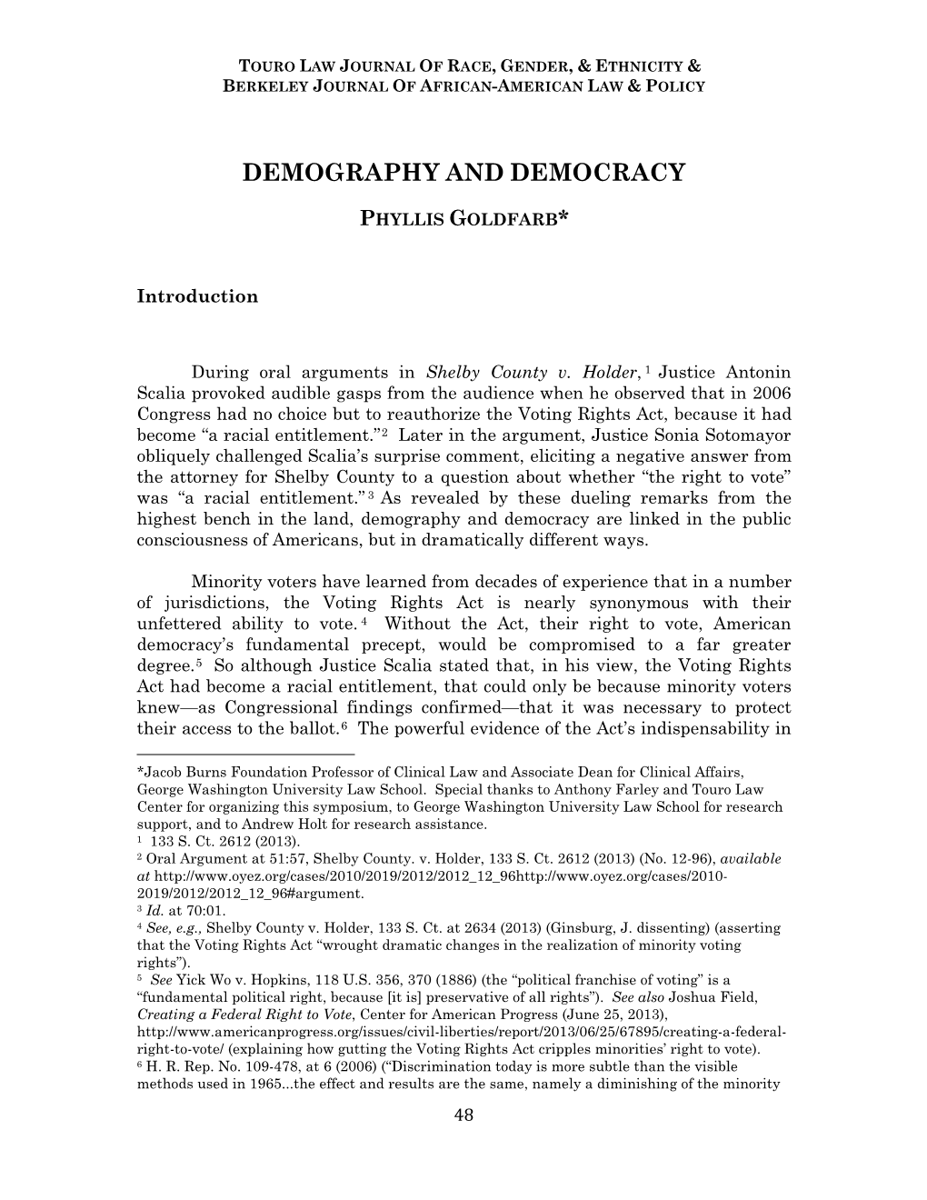 Demography and Democracy