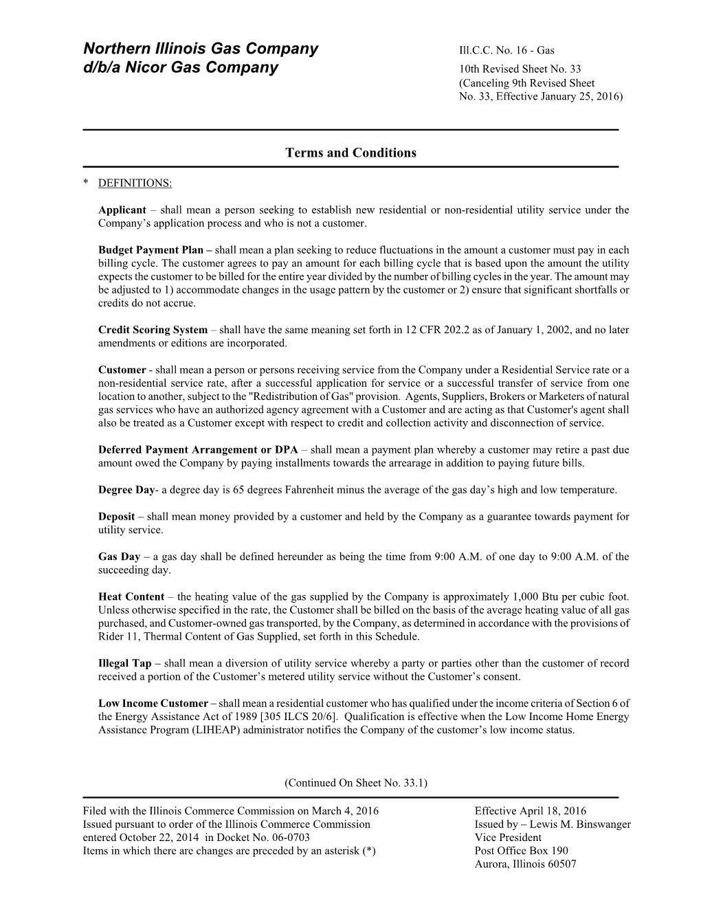 Nicor Terms and Conditions F