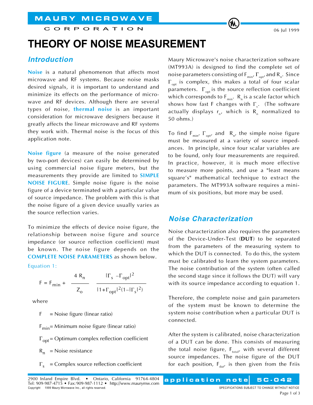 Theory of Noise Measurement