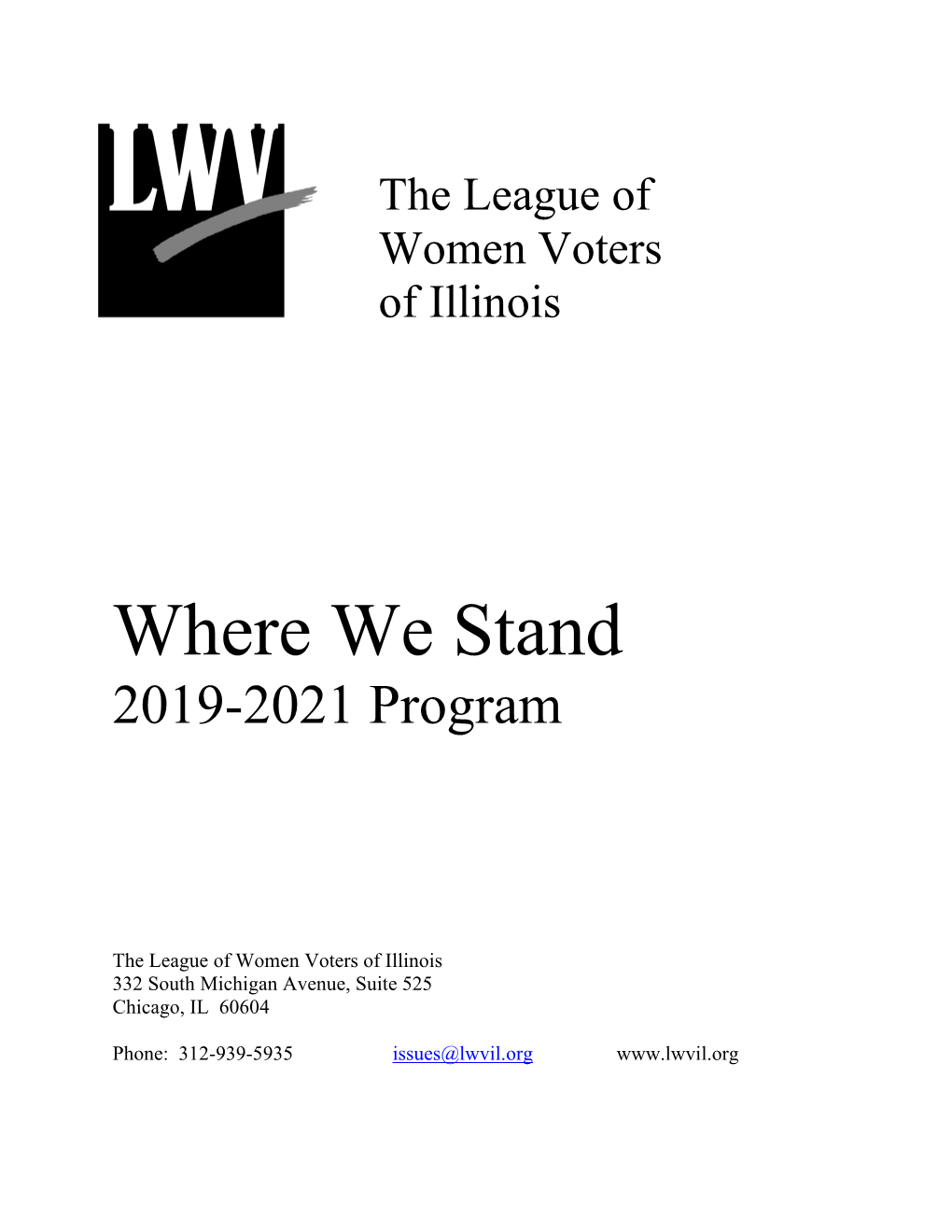 Where We Stand: 2019-2021 Program