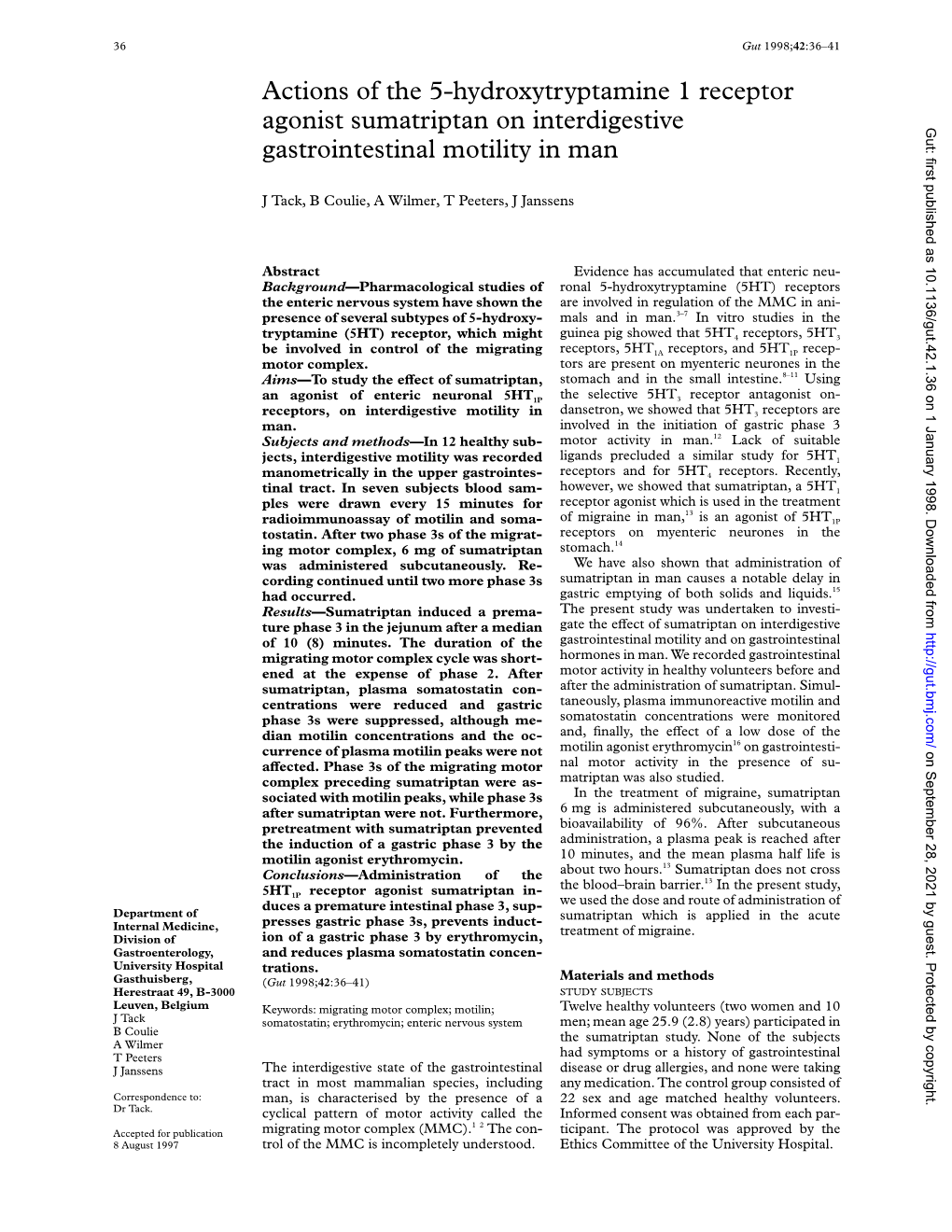 Actions of the 5-Hydroxytryptamine 1 Receptor Agonist Sumatriptan