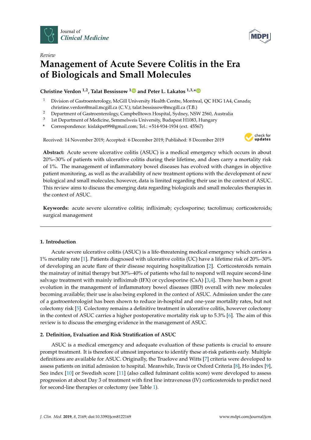 Management of Acute Severe Colitis in the Era of Biologicals and Small Molecules