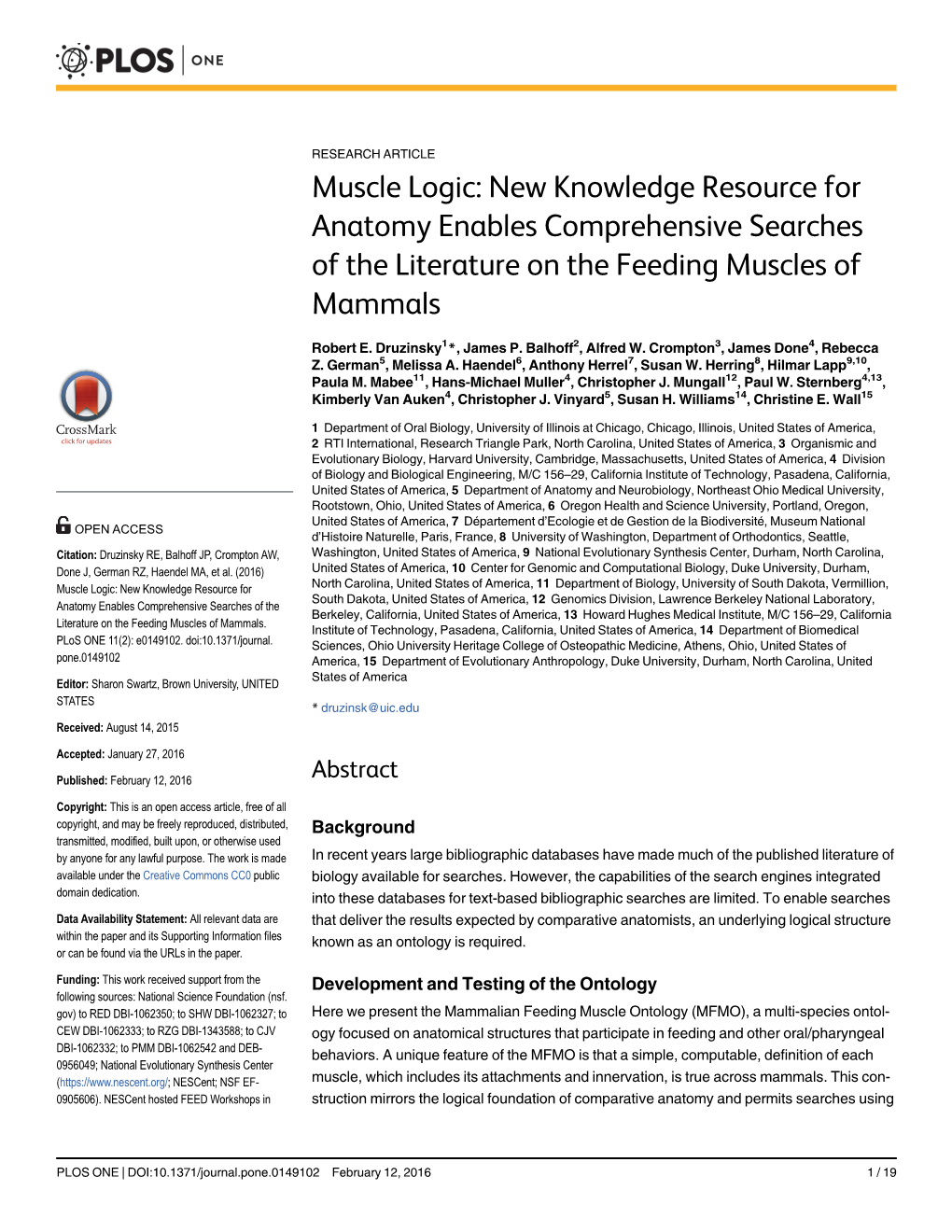 New Knowledge Resource for Anatomy Enables Comprehensive Searches of the Literature on the Feeding Muscles of Mammals