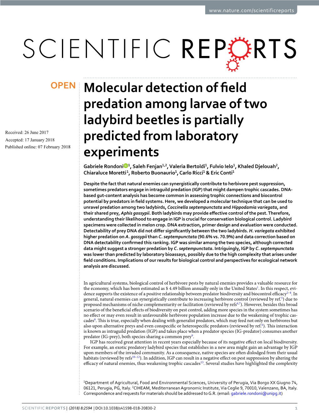 Molecular Detection of Field Predation Among Larvae of Two Ladybird Beetles Is Partially Predicted from Laboratory Experiments