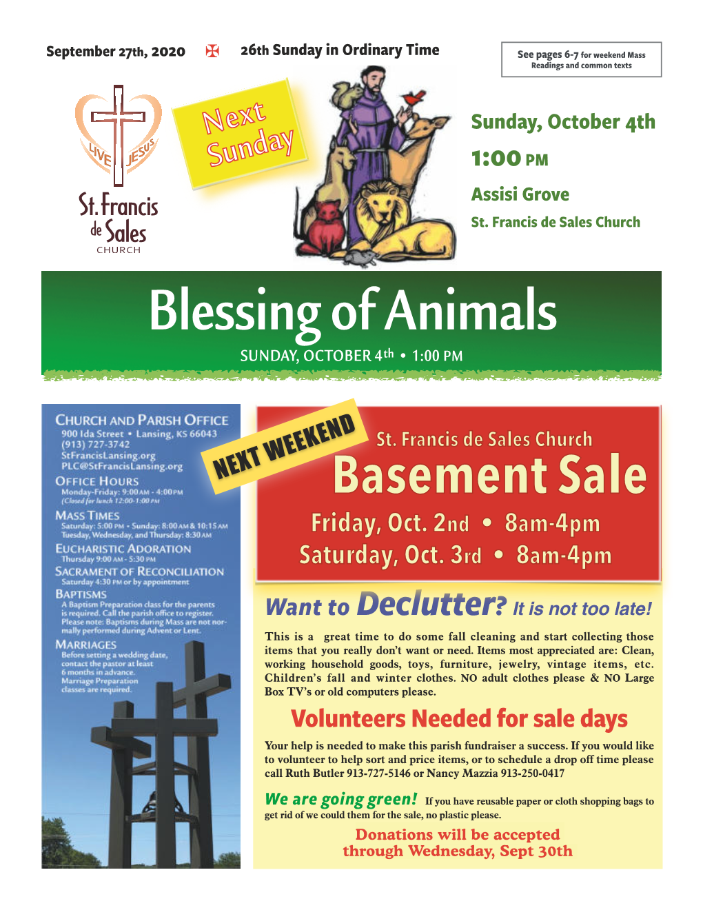 Blessing of Animals Th SUNDAY, OCTOBER 4 • 1:00 PM