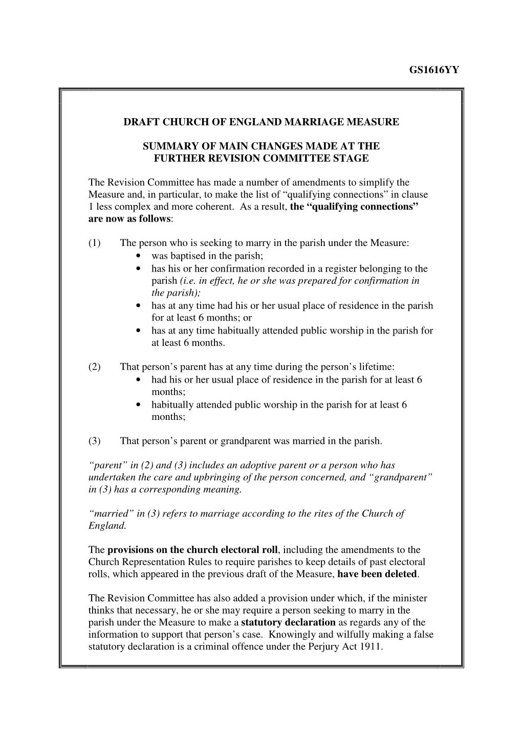 Gs1616yy Draft Church of England Marriage Measure