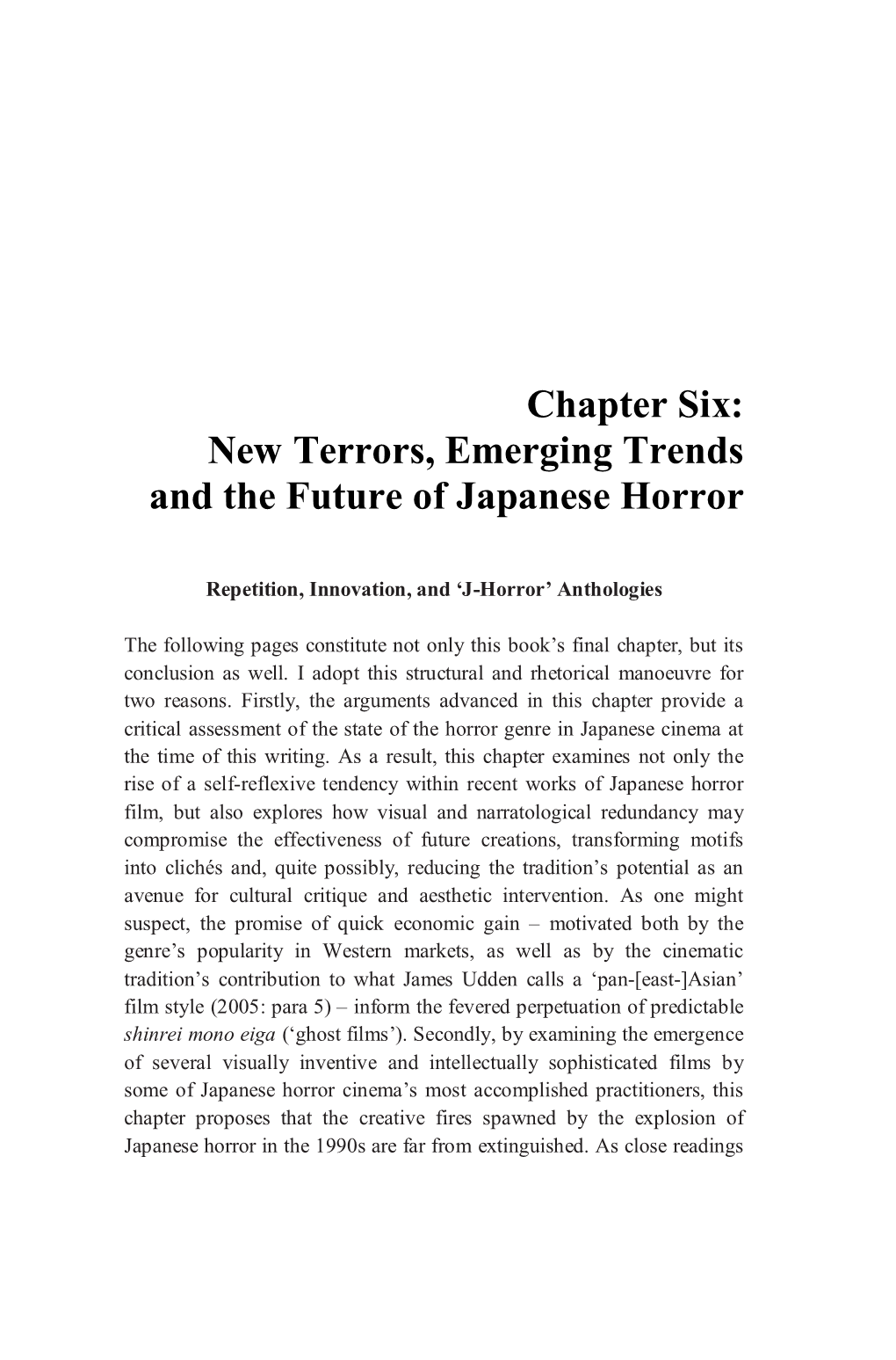 New Terrors, Emerging Trends and the Future of Japanese Horror