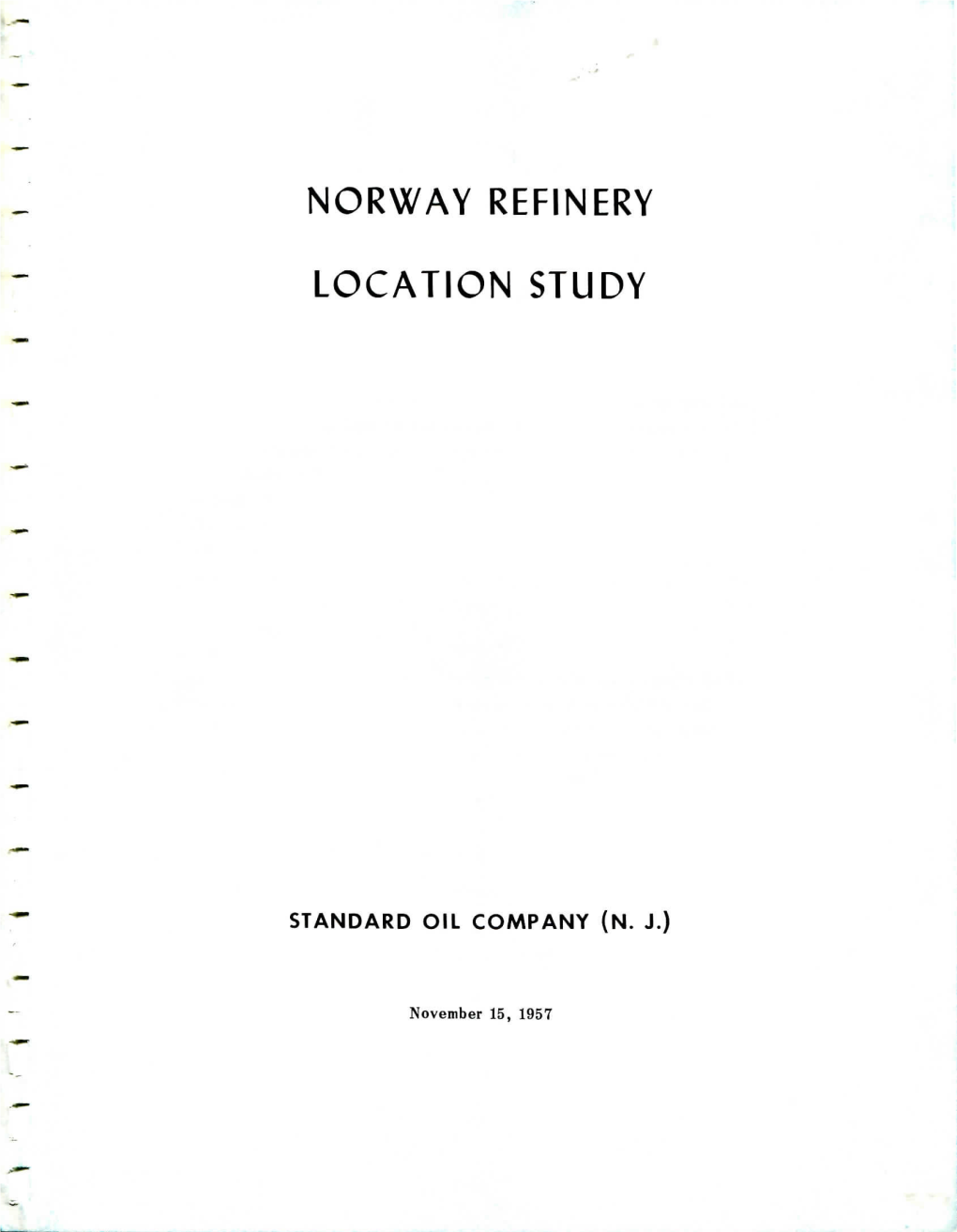 Utdrag Av Norway Refinery Location Study Av Standard Oil I