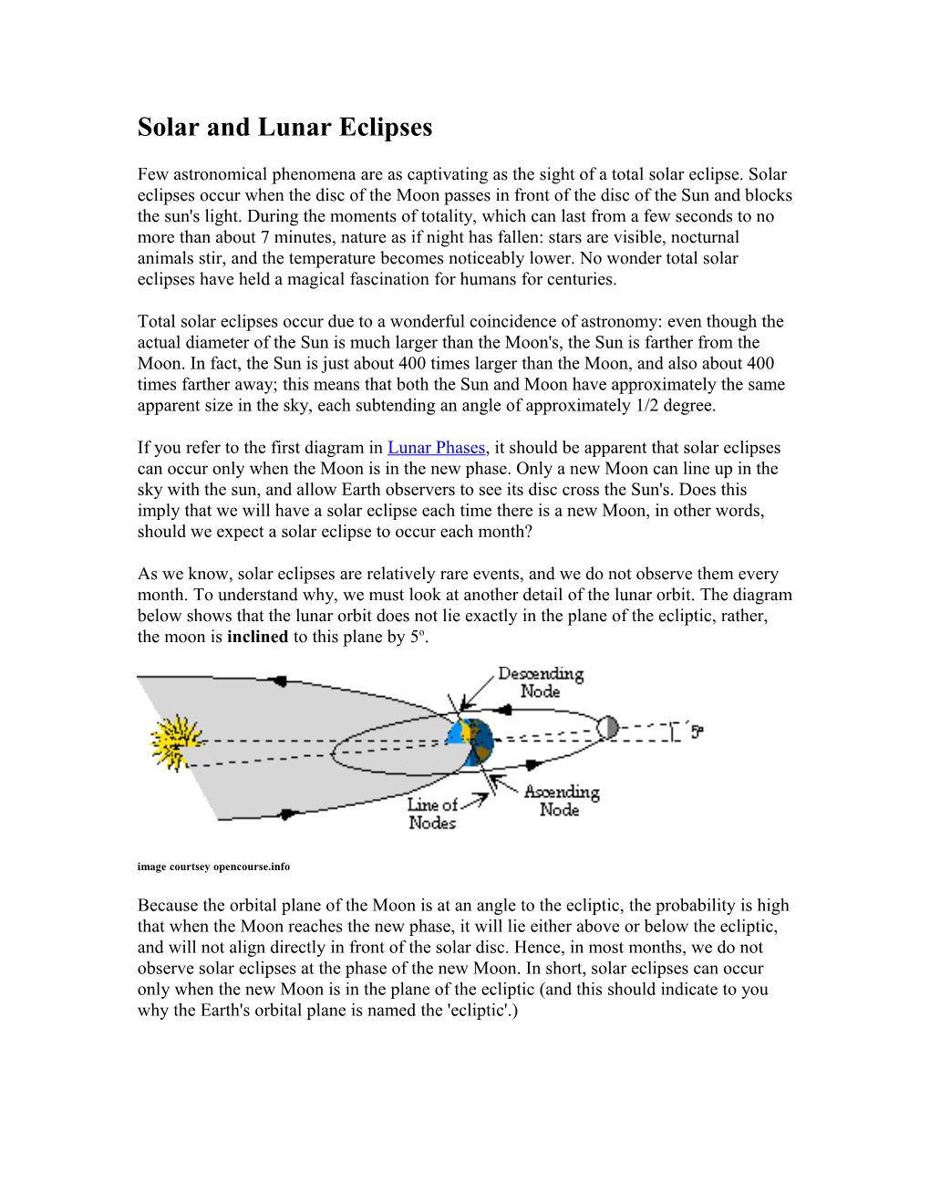 Solar and Lunar Eclipses