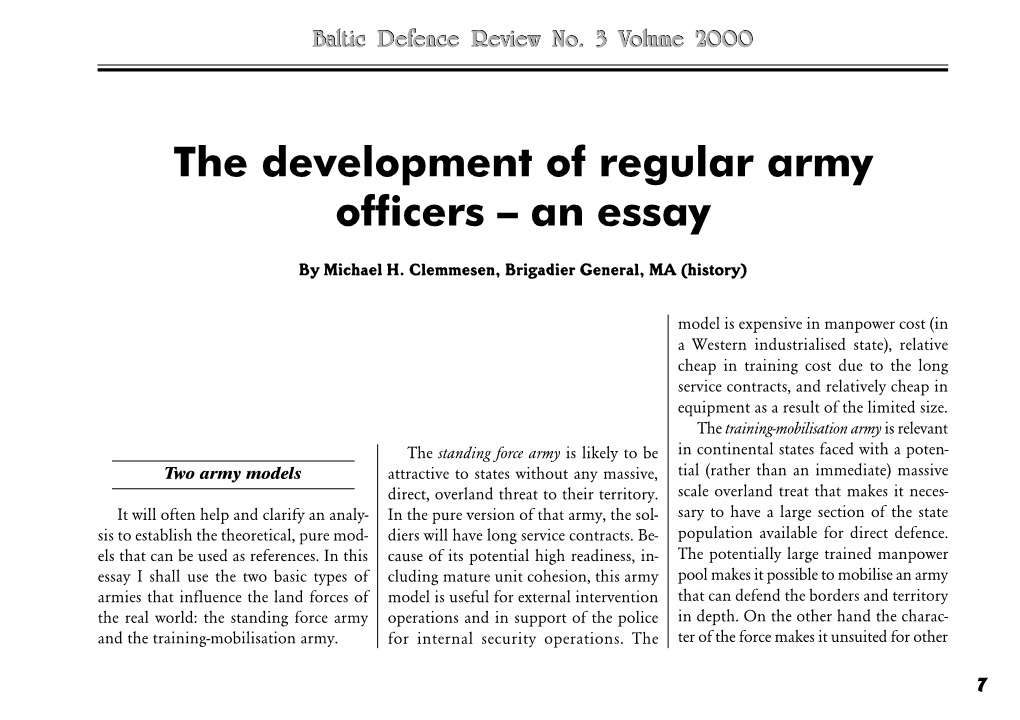 The Development of Regular Army Officers – an Essay