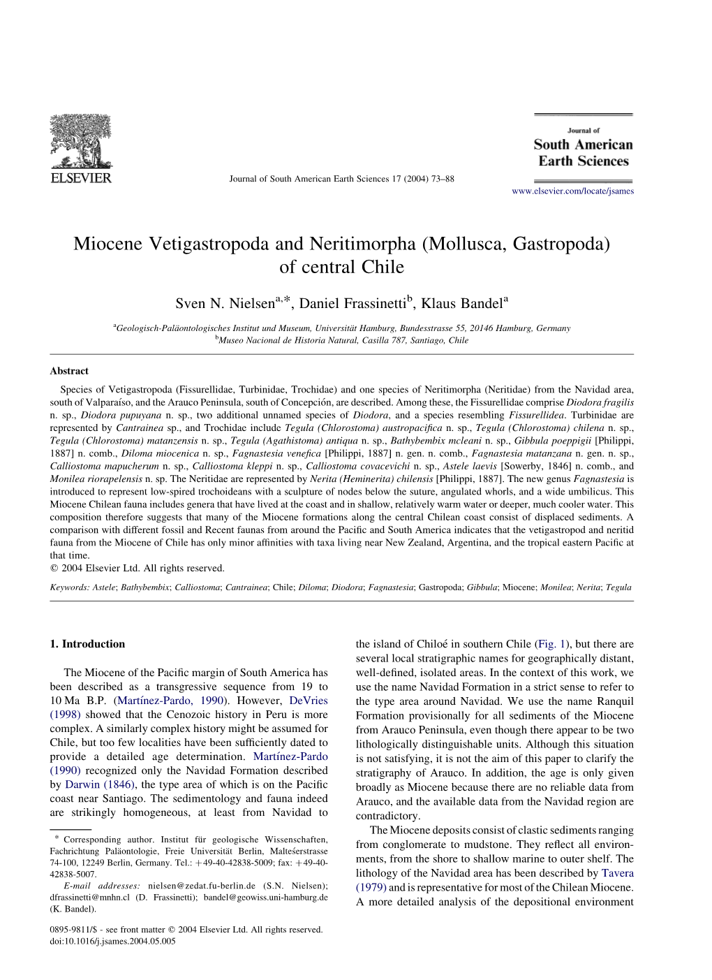 Miocene Vetigastropoda and Neritimorpha (Mollusca, Gastropoda) of Central Chile