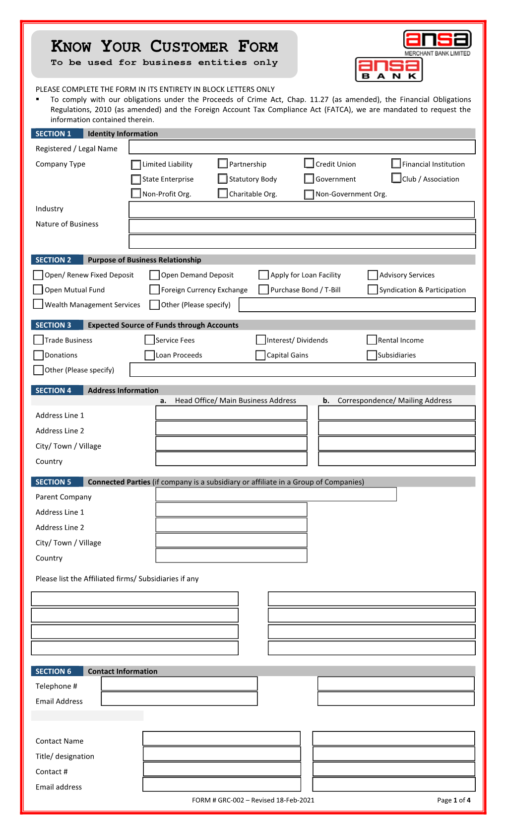 Know Your Customer Form