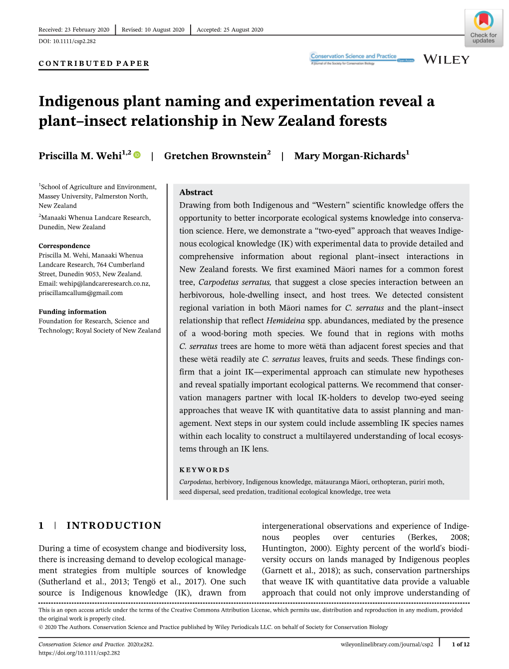 Indigenous Plant Naming and Experimentation Reveal a Plant–Insect Relationship in New Zealand Forests