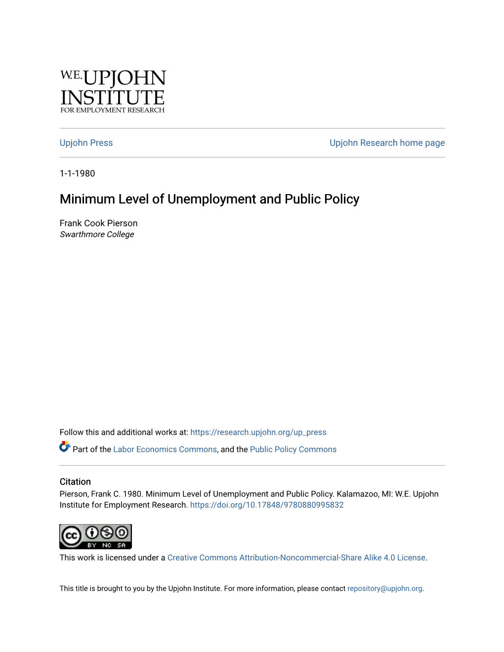 Minimum Level of Unemployment and Public Policy
