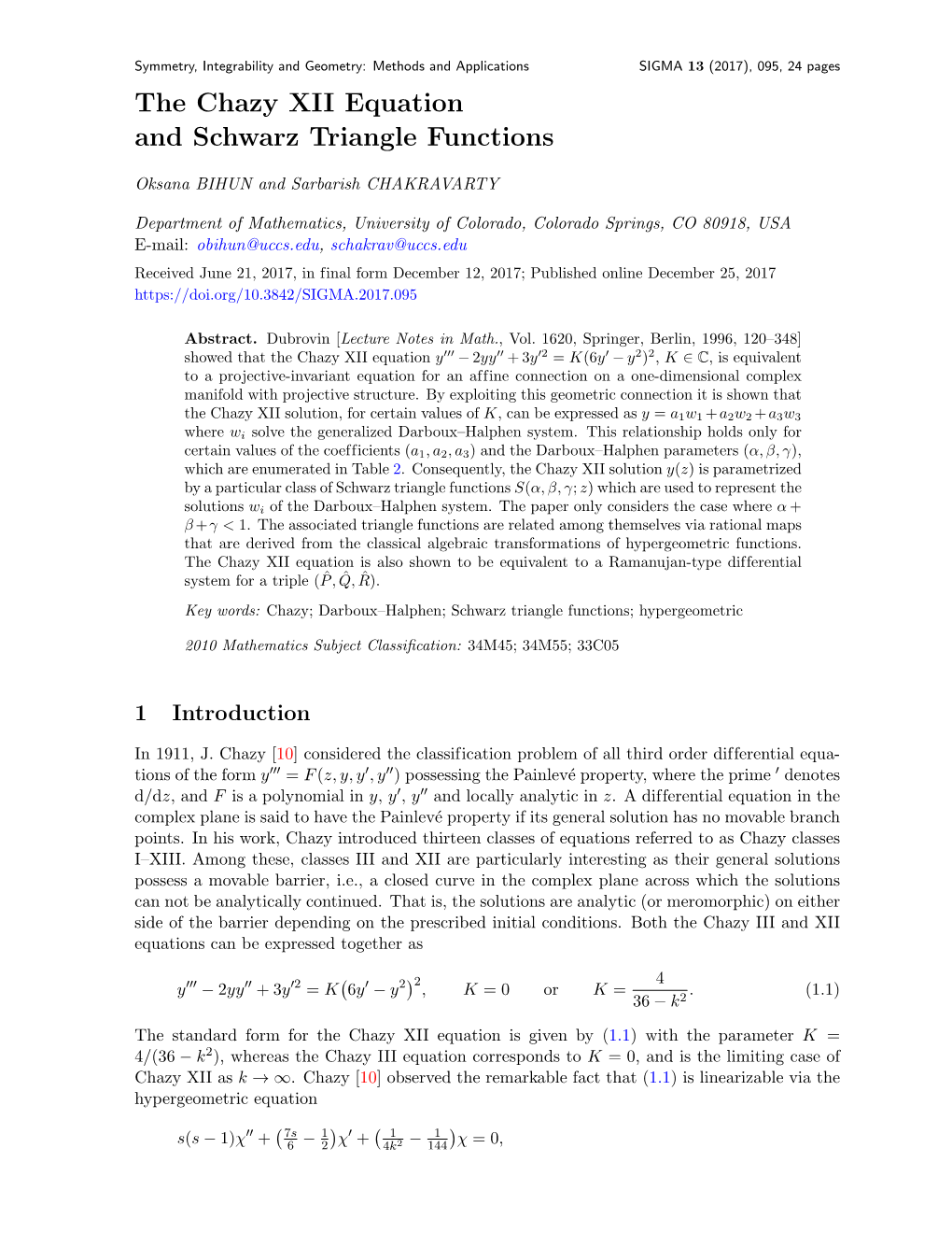 The Chazy XII Equation and Schwarz Triangle Functions