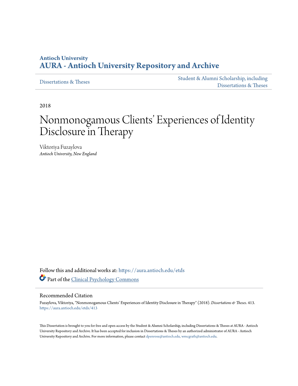 Nonmonogamous Clients' Experiences of Identity Disclosure