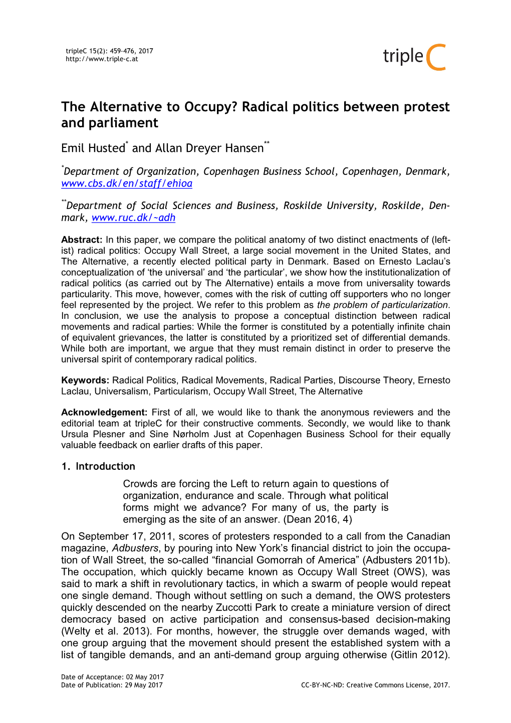 Radical Politics Between Protest and Parliament