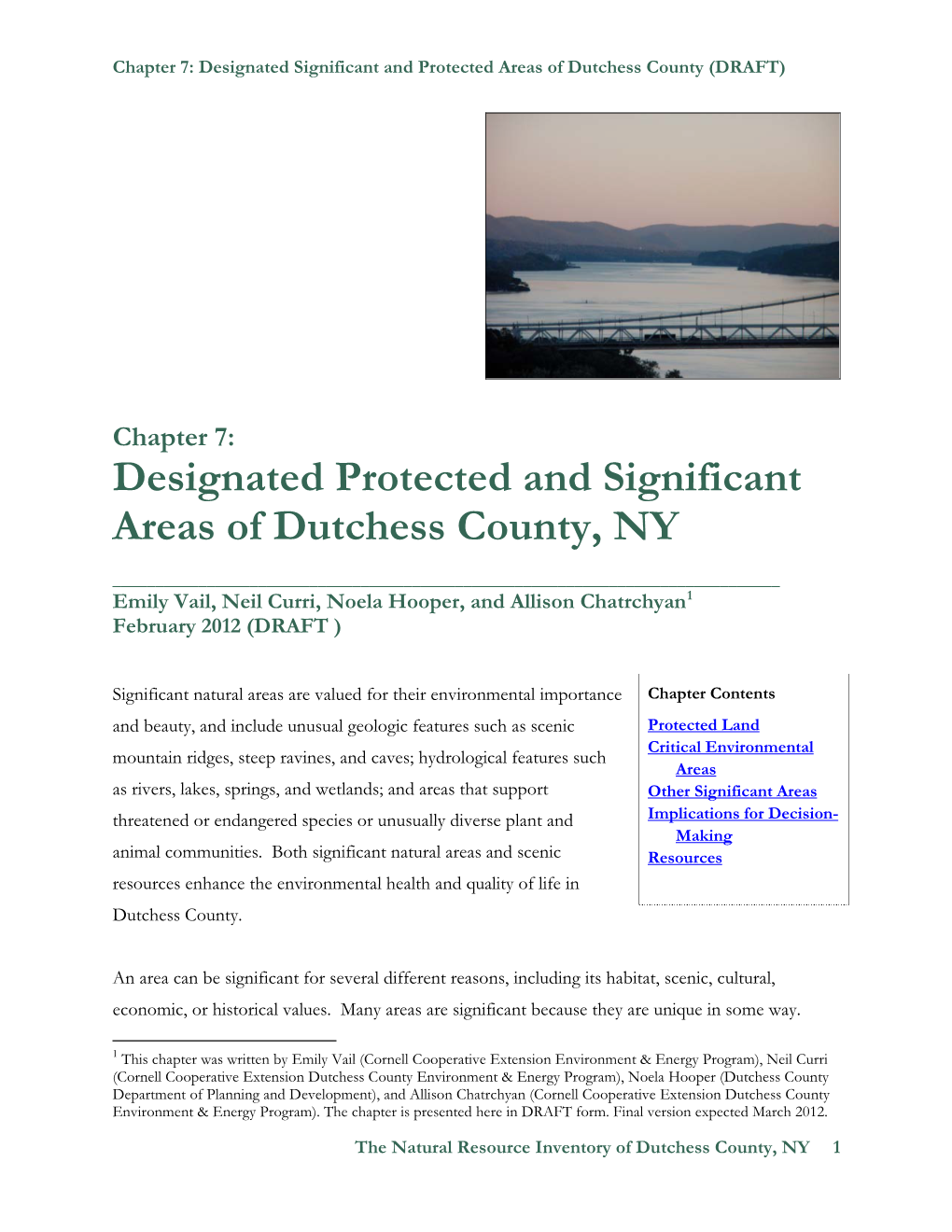 Designated Protected and Significant Areas of Dutchess County, NY