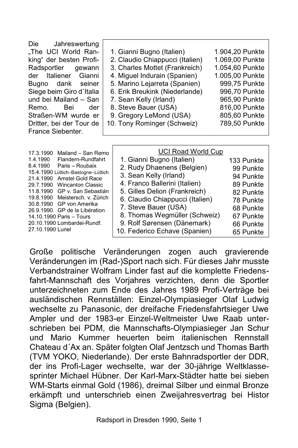 1990 Mailand – San Remo UCI Road World Cup 1.4.1990 Flandern-Rundfahrt 1