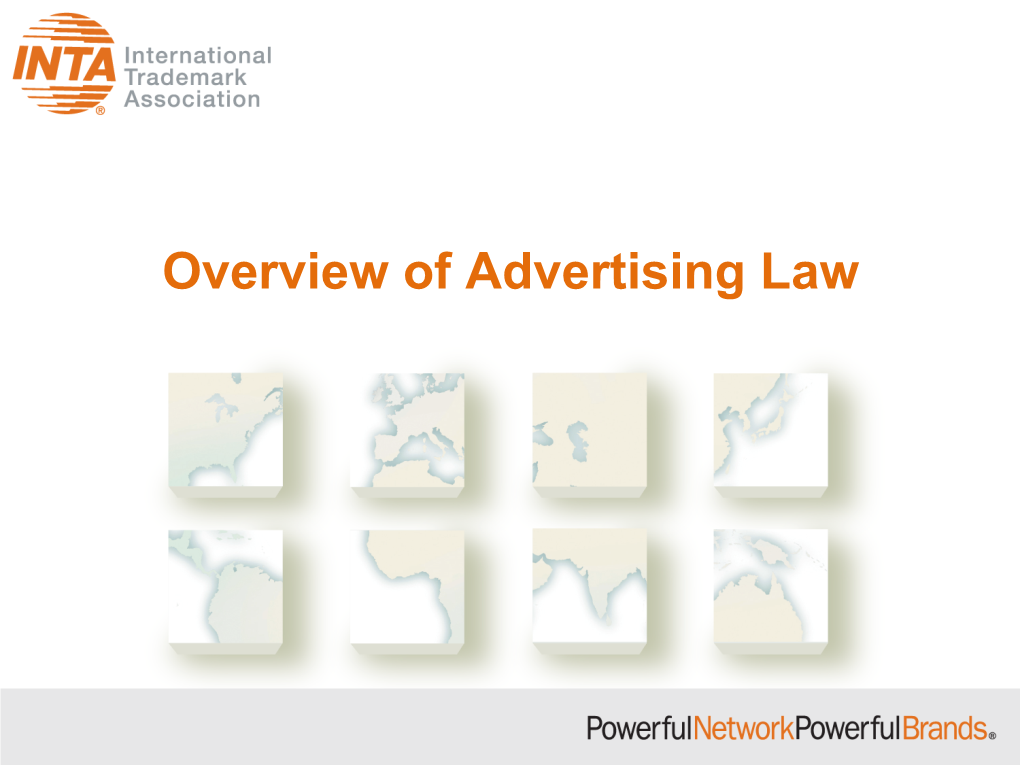 Overview of Advertising Law Overview of Advertising Law