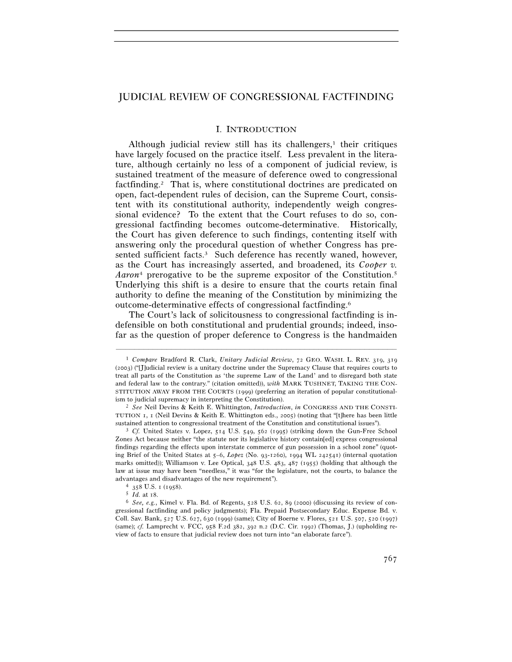 Judicial Review of Congressional Factfinding