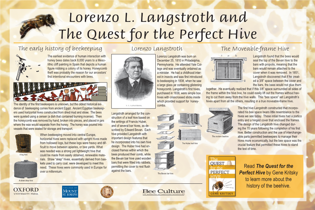 The Early History of Beekeeping the Moveable-Frame Hive Lorenzo Langstroth