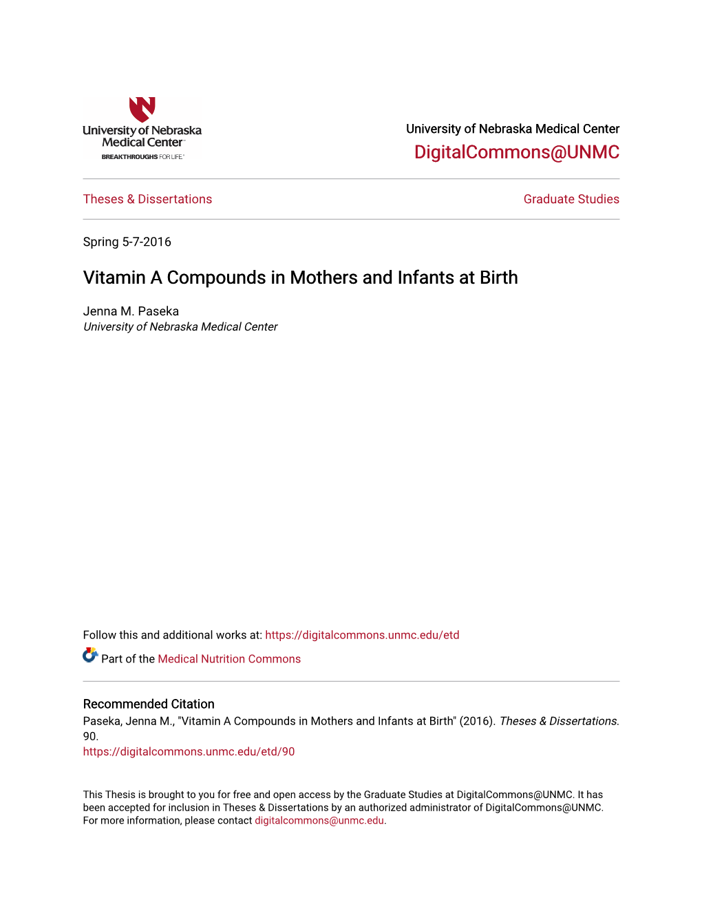 Vitamin a Compounds in Mothers and Infants at Birth