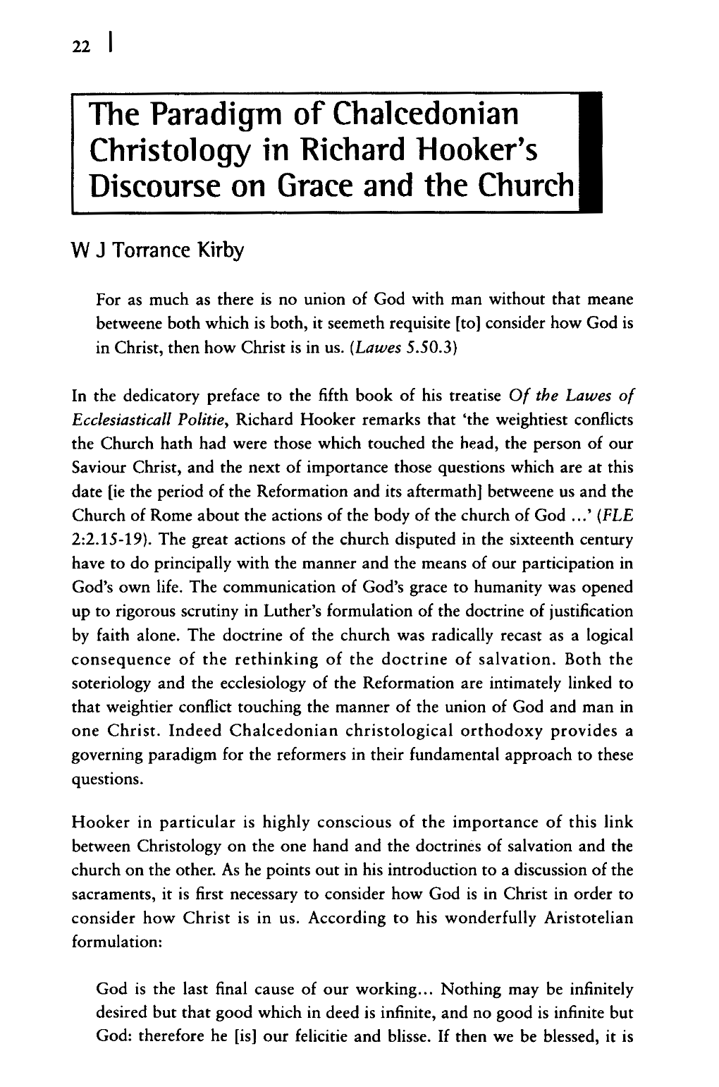 The Paradigm of Chalcedonian Christology in Richard Hooker's Discourse on Grace and the Church