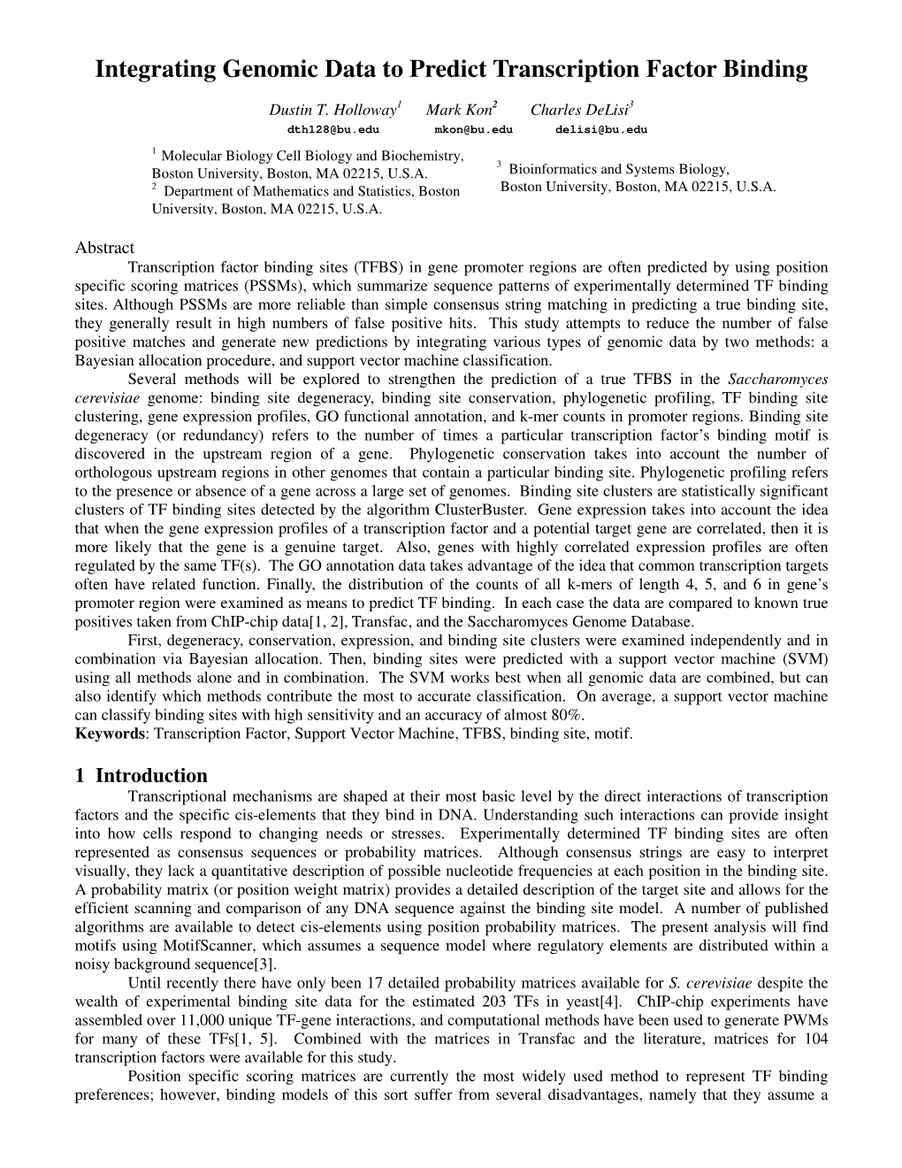 Integrating Genomic Data to Predict Transcription Factor Binding