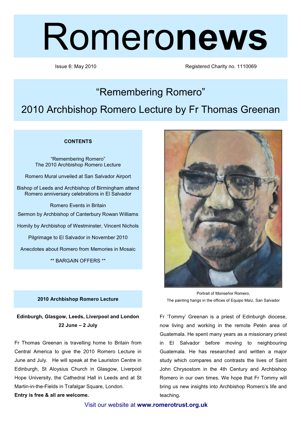 2010 Archbishop Romero Lecture by Fr Thomas Greenan