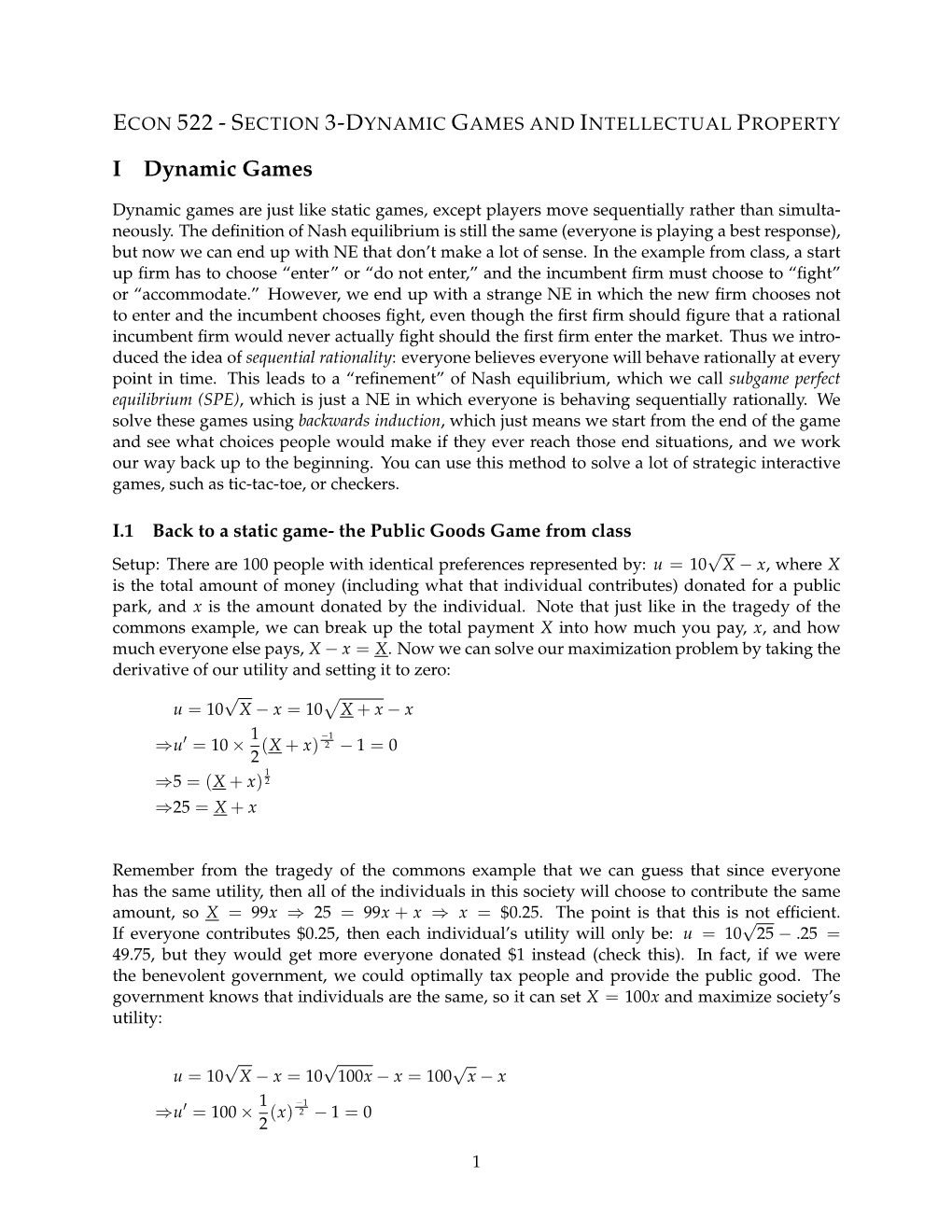 Section 3-Dynamic Gamesand Intellectual Property