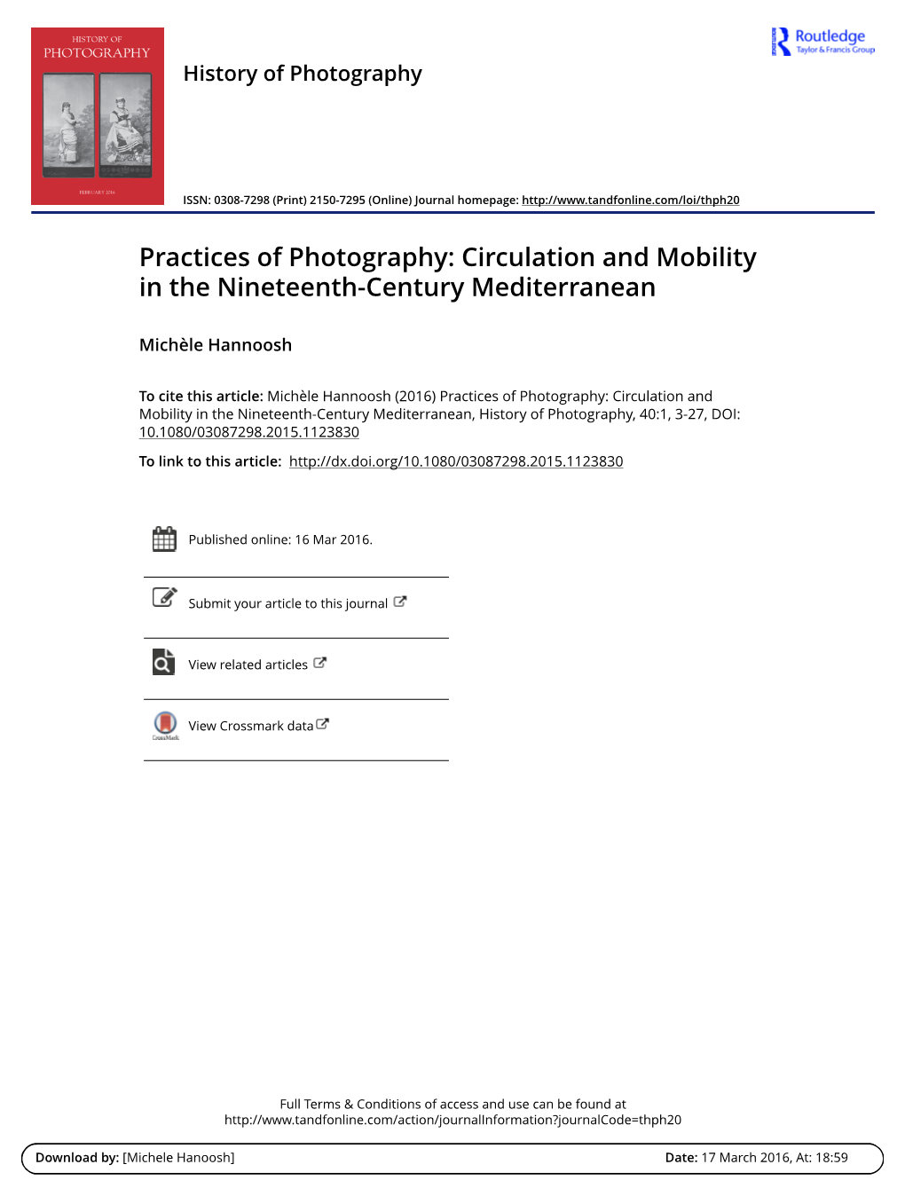 Circulation and Mobility in the Nineteenth-Century Mediterranean