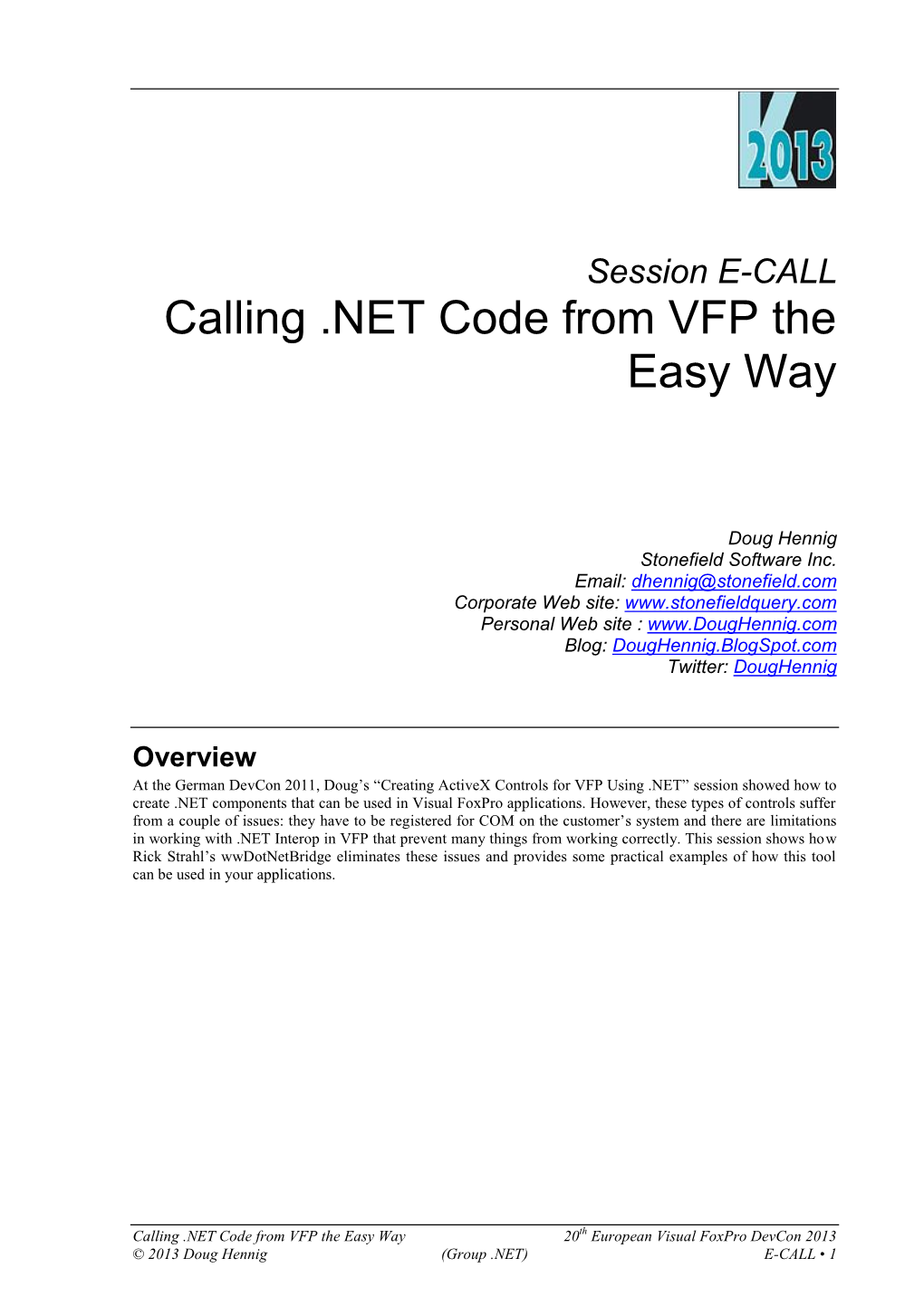 Calling .NET Code from VFP the Easy Way