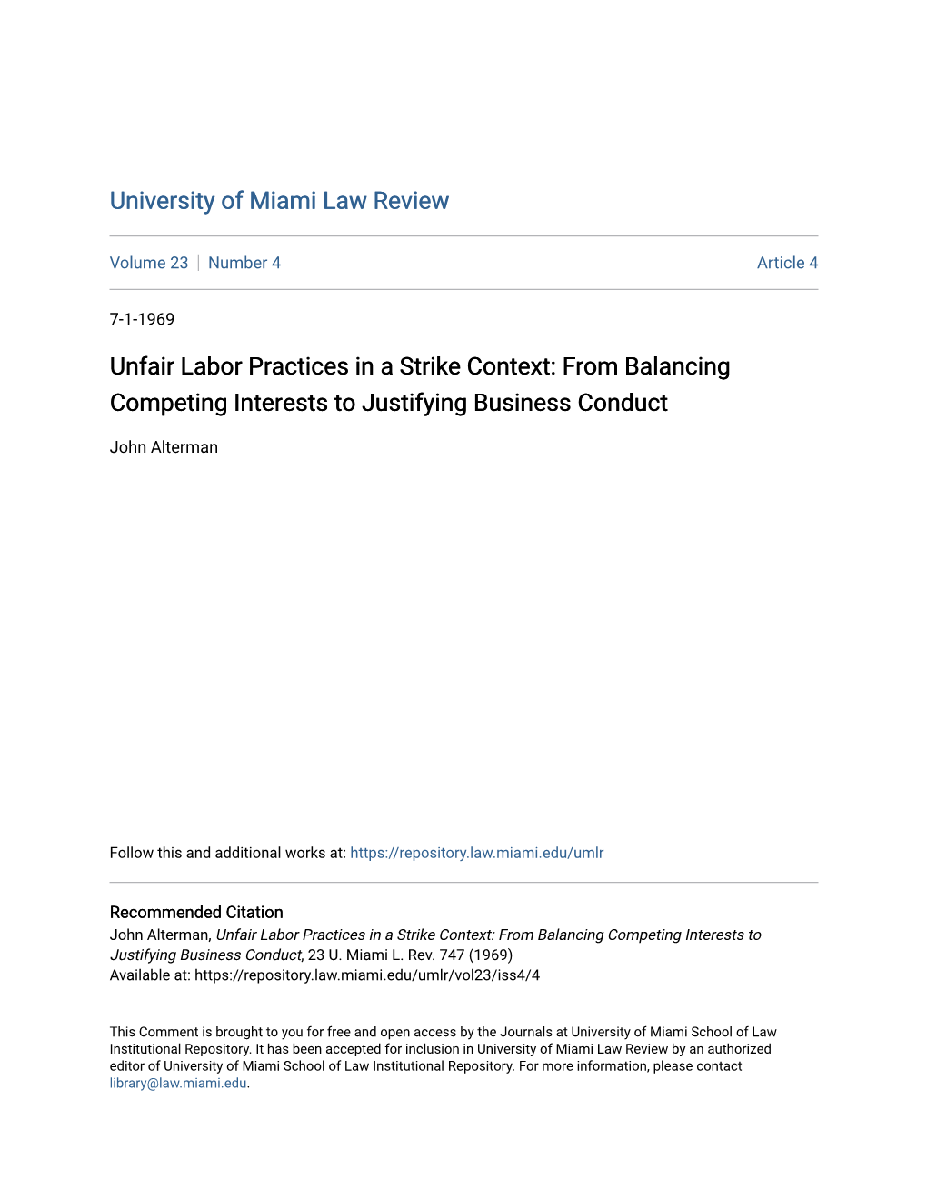 Unfair Labor Practices in a Strike Context: from Balancing Competing Interests to Justifying Business Conduct